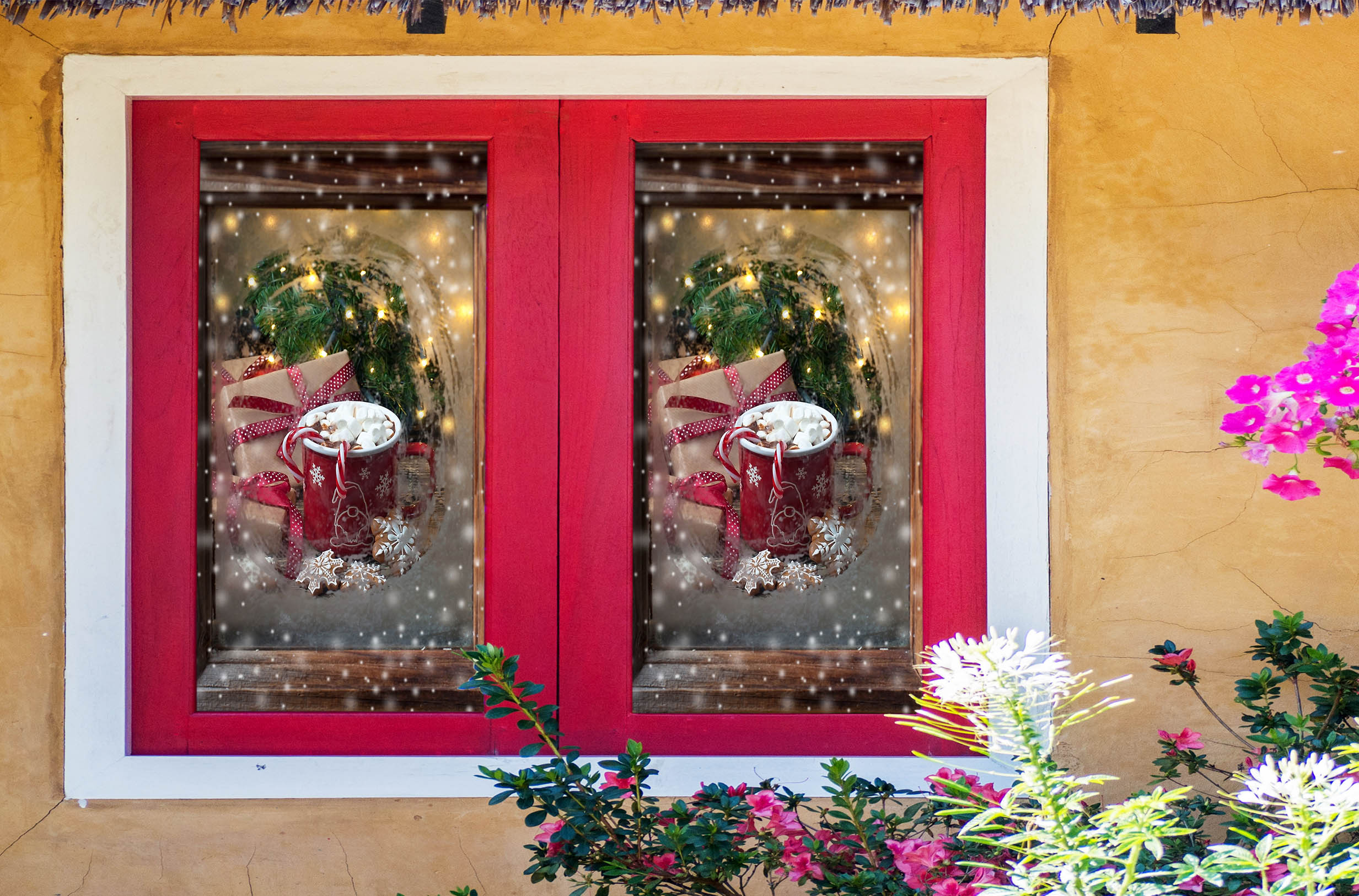 3D Snowflake Water Cup 31092 Christmas Window Film Print Sticker Cling Stained Glass Xmas