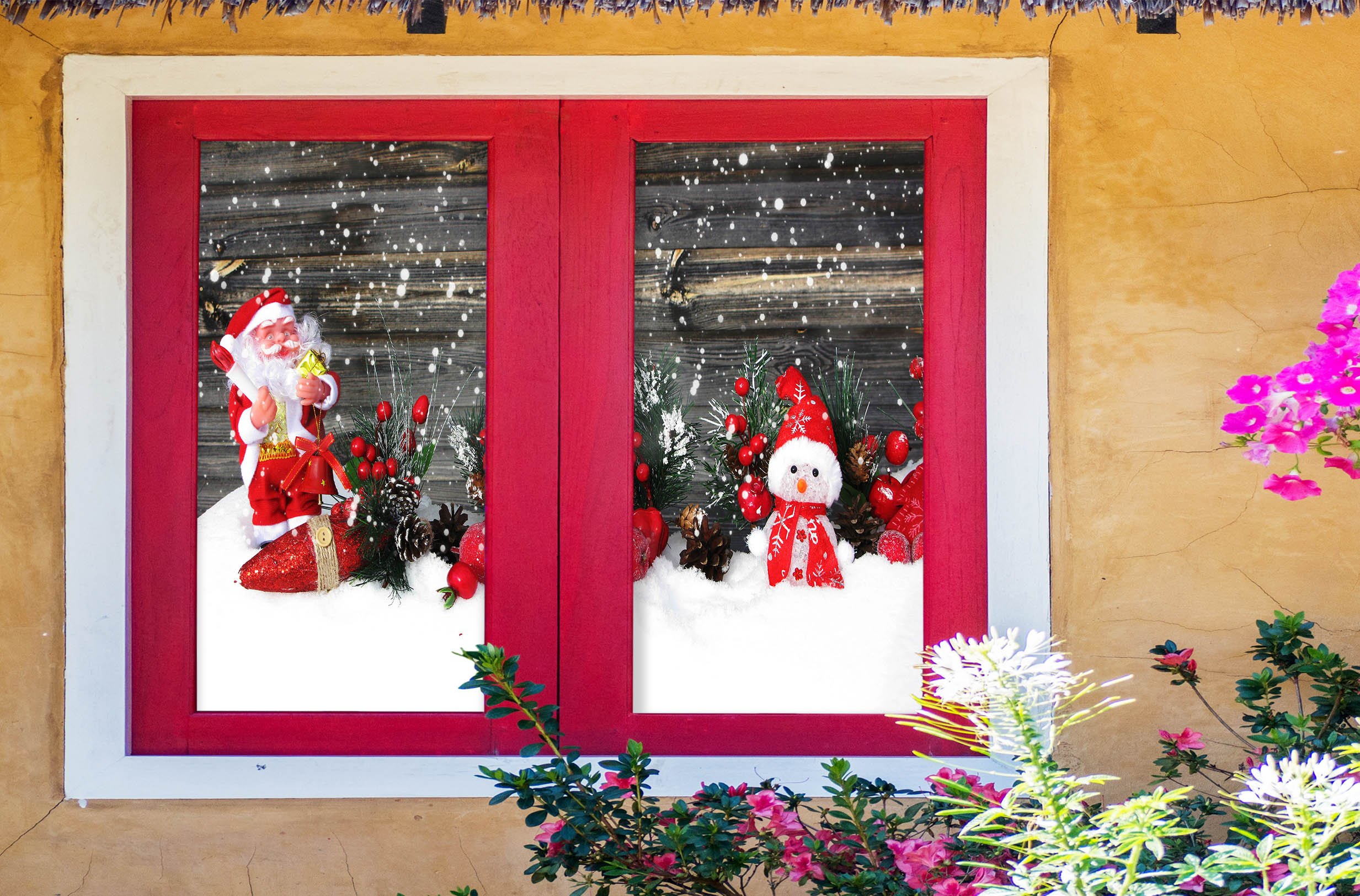 3D Snowman Doll 31061 Christmas Window Film Print Sticker Cling Stained Glass Xmas