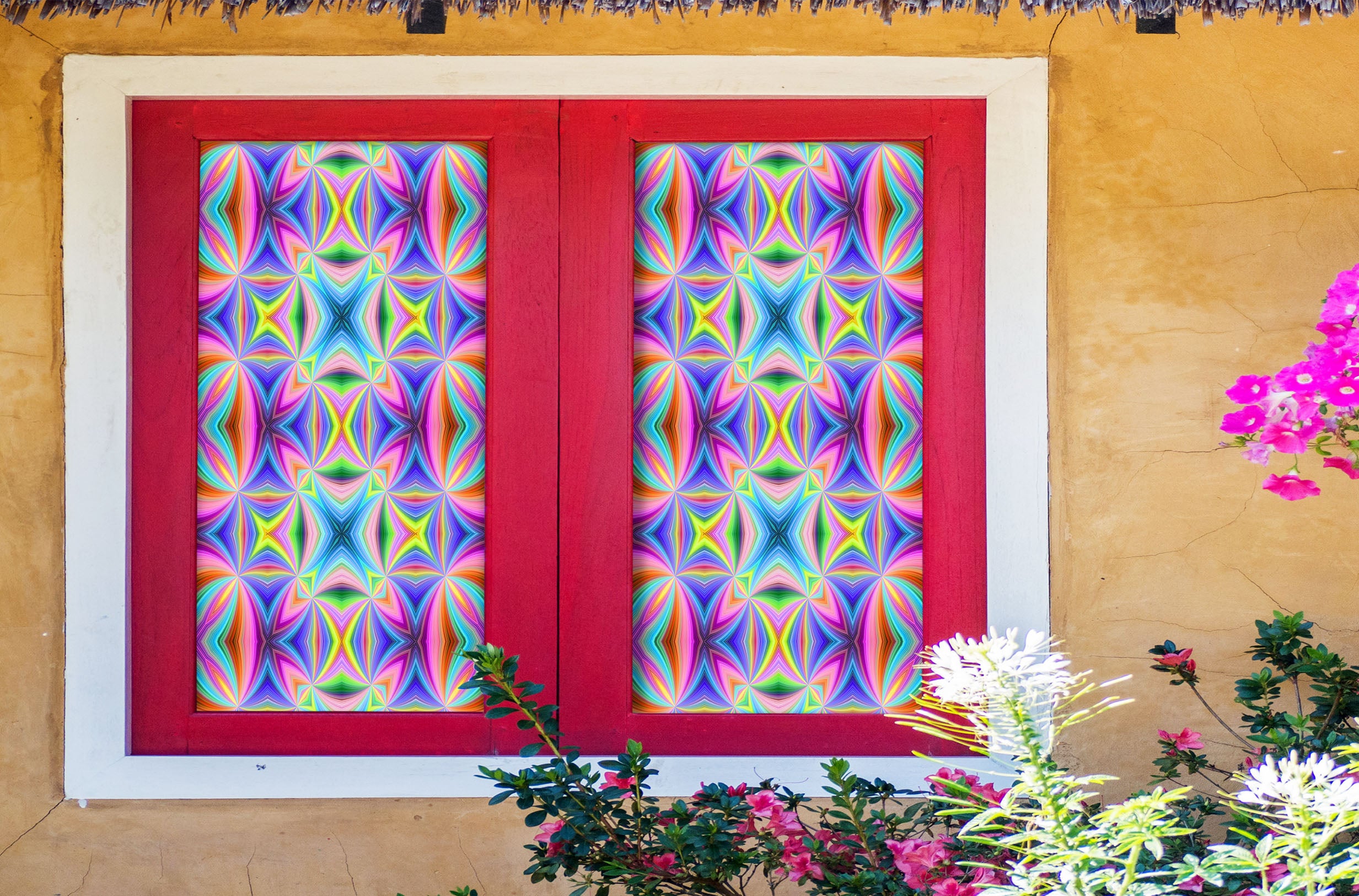 3D Purple Pattern 211 Window Film Print Sticker Cling Stained Glass UV Block