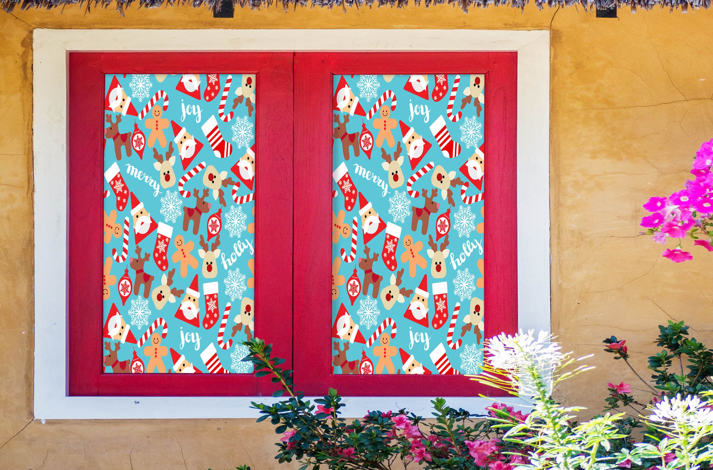 3D Santa Socks 30040 Christmas Window Film Print Sticker Cling Stained Glass Xmas