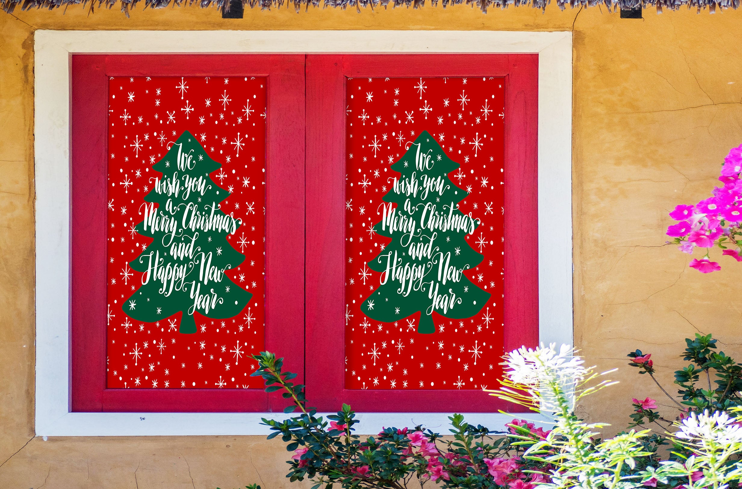 3D Christmas Tree 31054 Christmas Window Film Print Sticker Cling Stained Glass Xmas