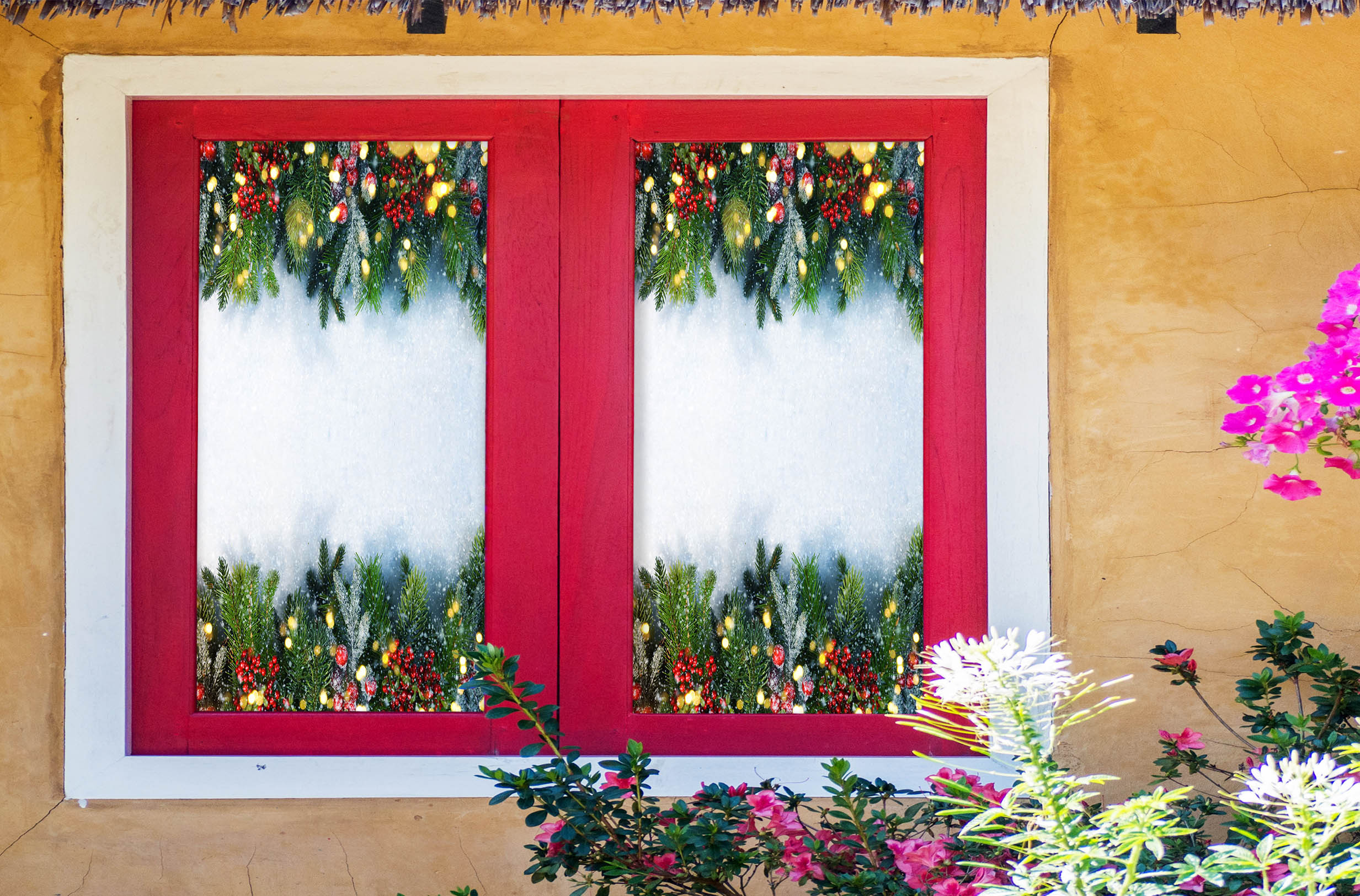 3D Branches 31048 Christmas Window Film Print Sticker Cling Stained Glass Xmas