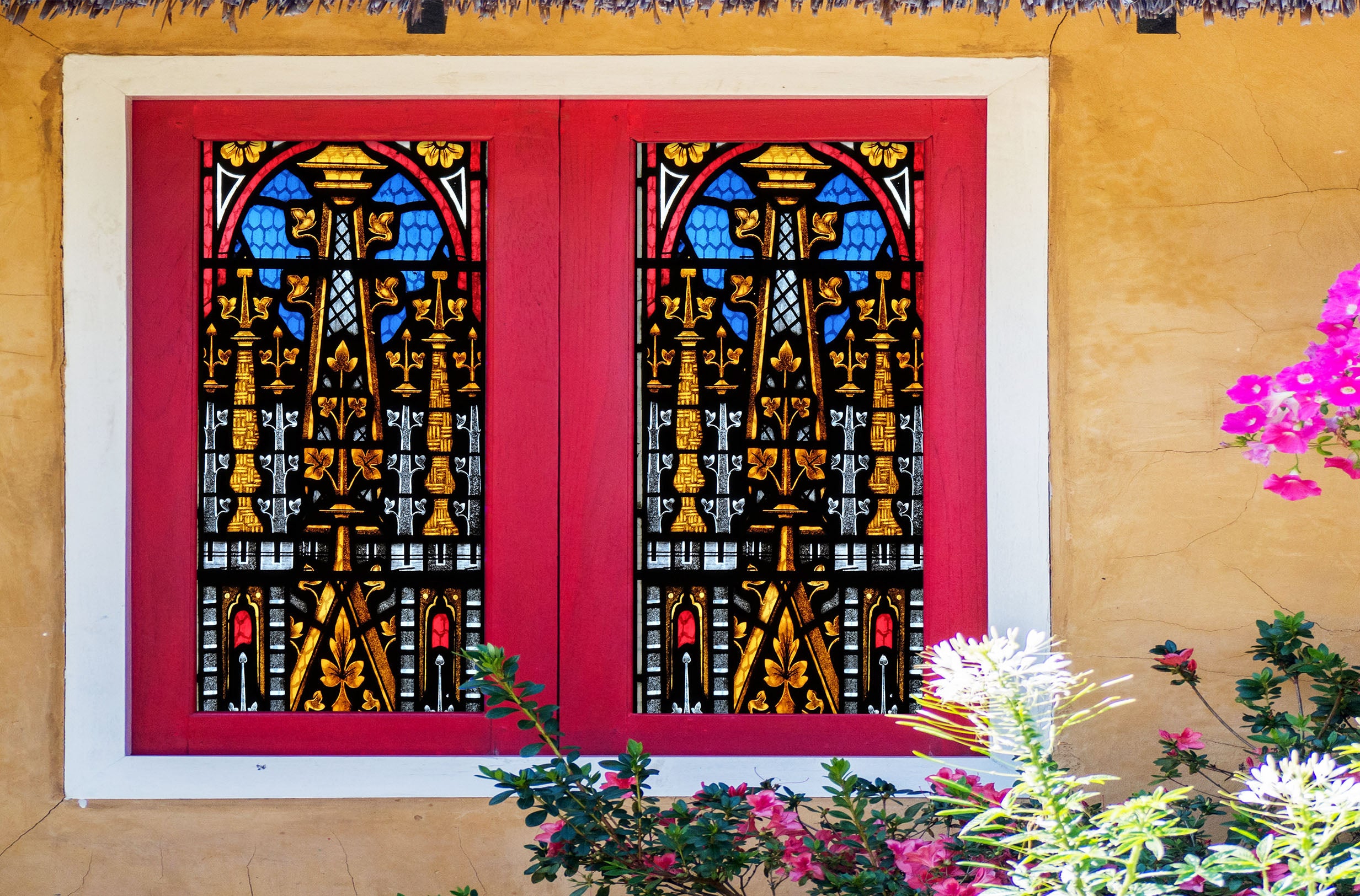 3D Golden Pattern 194 Window Film Print Sticker Cling Stained Glass UV Block