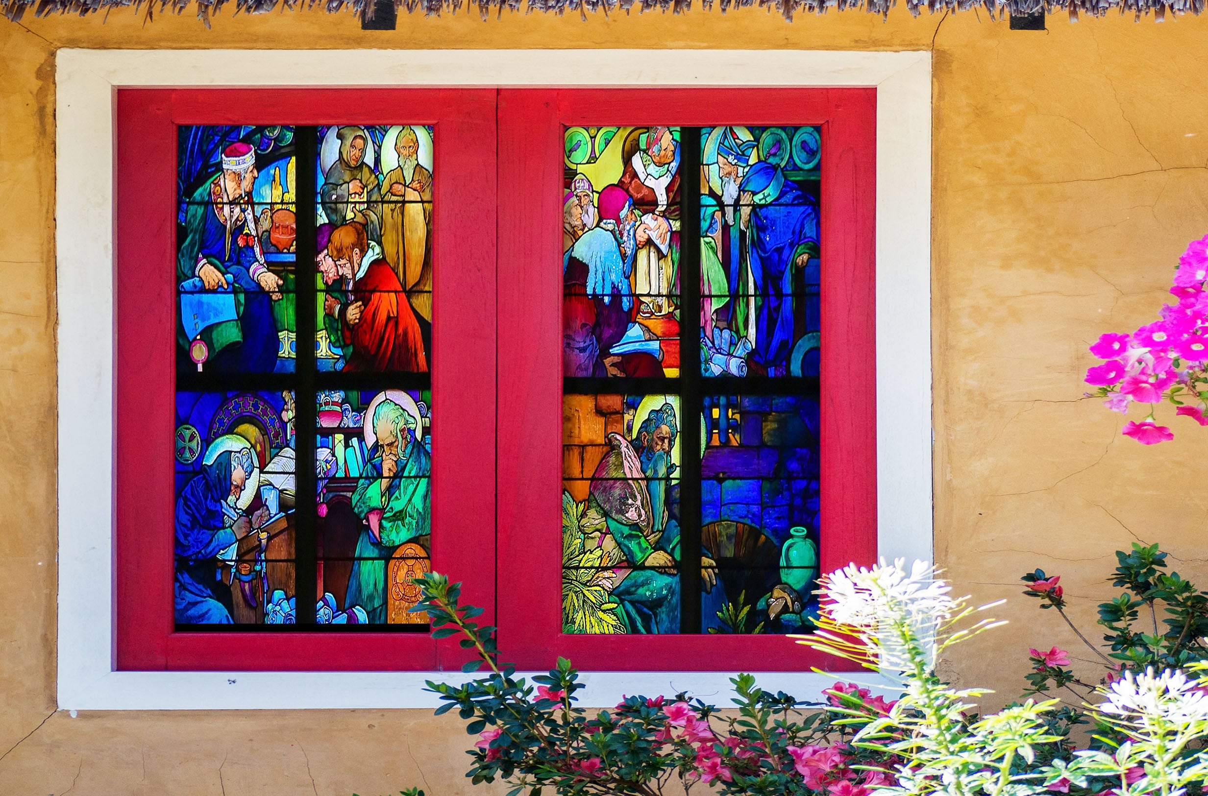 3D Church Prayer 334 Window Film Print Sticker Cling Stained Glass UV Block