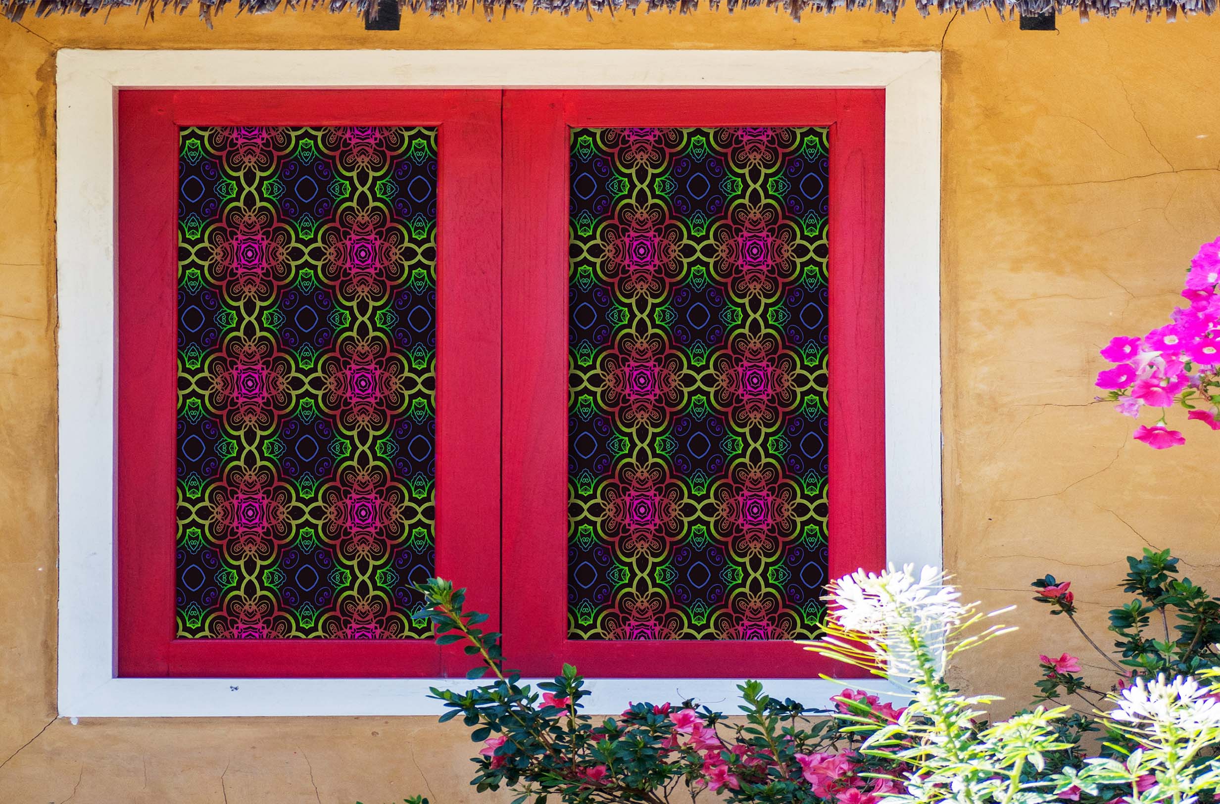 3D Clip Art Flower 408 Window Film Print Sticker Cling Stained Glass UV Block