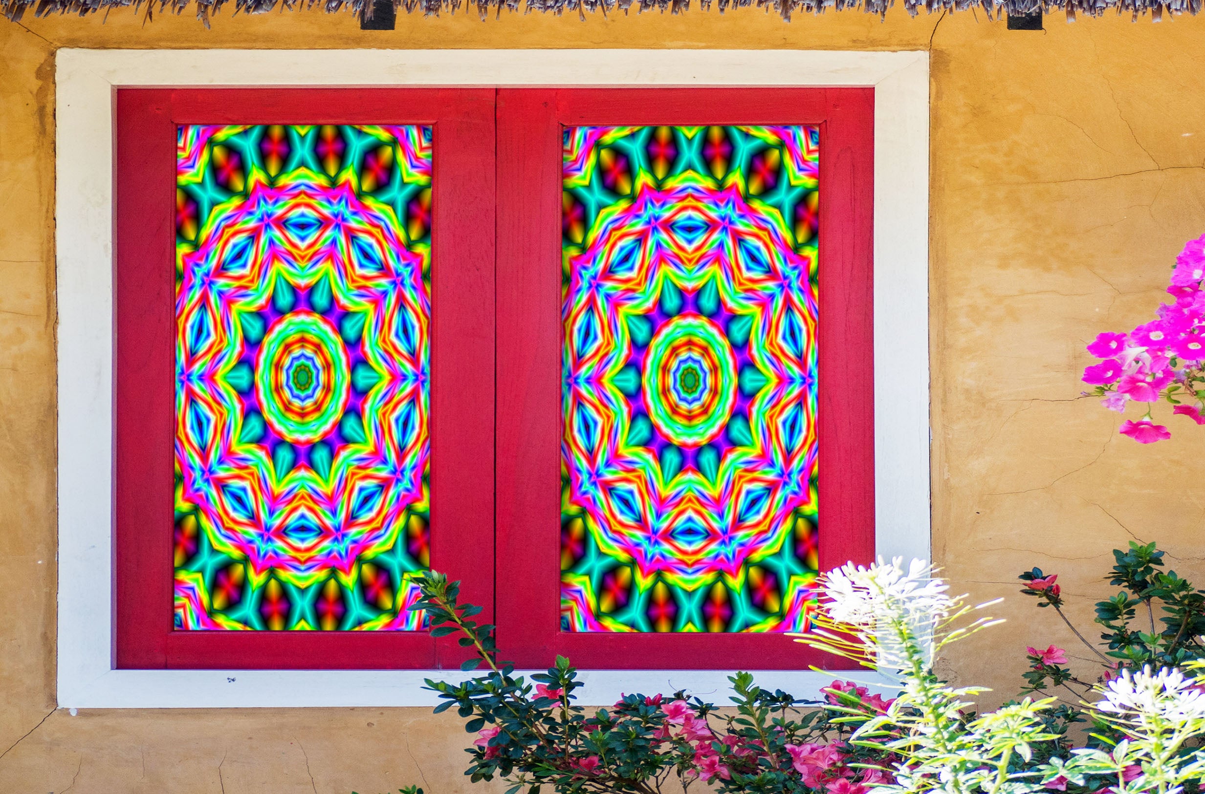 3D Color Lace 417 Window Film Print Sticker Cling Stained Glass UV Block