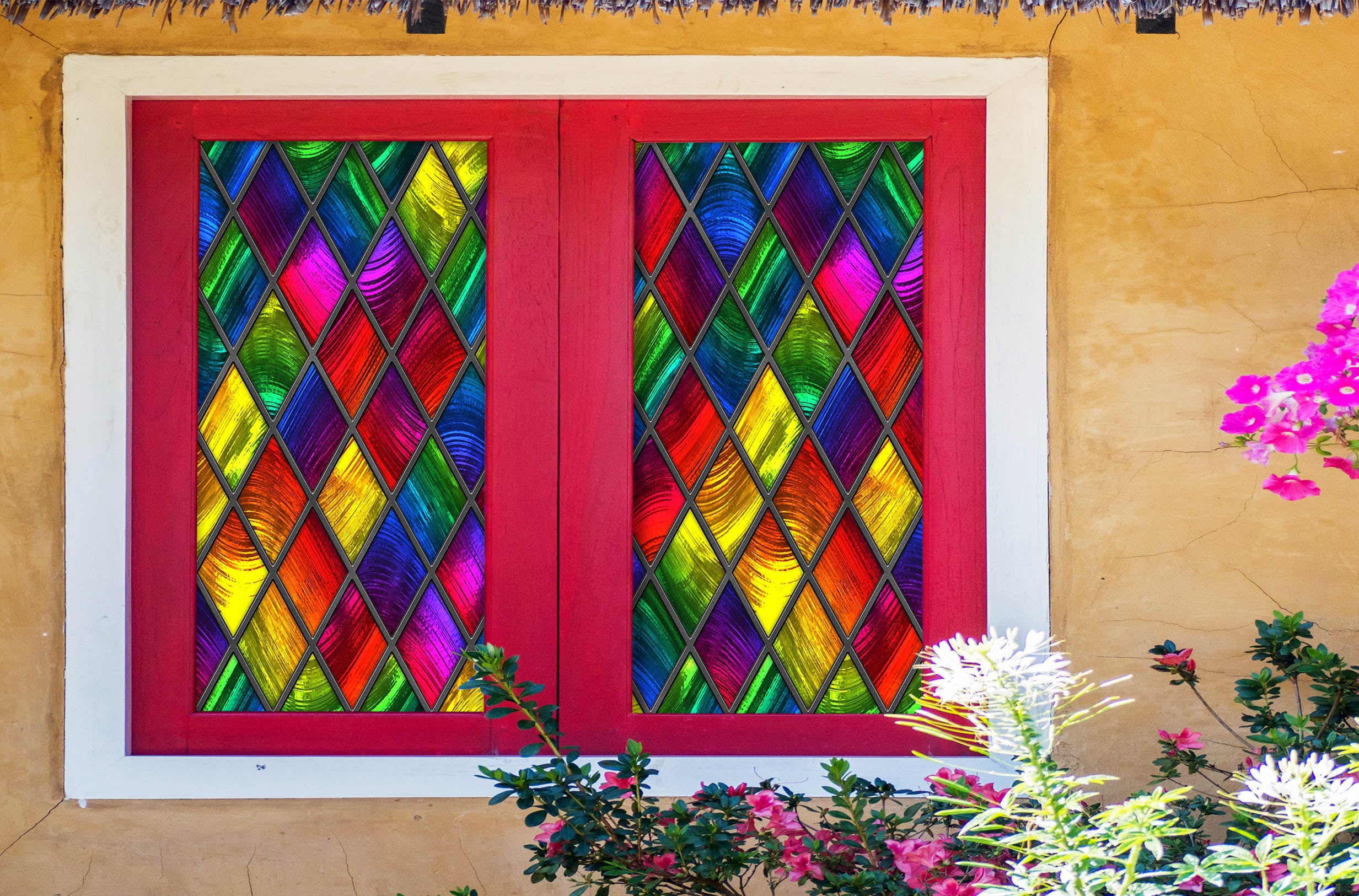 3D Yellow Diamond 233 Window Film Print Sticker Cling Stained Glass UV Block