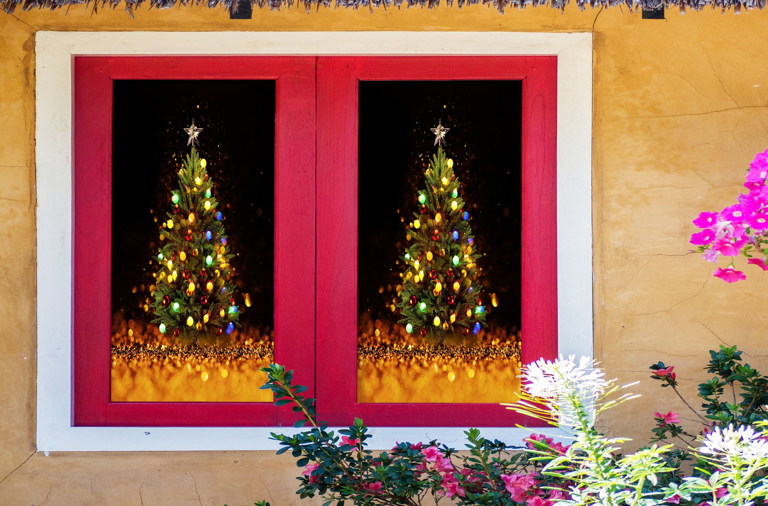 3D Christmas Tree 31032 Christmas Window Film Print Sticker Cling Stained Glass Xmas