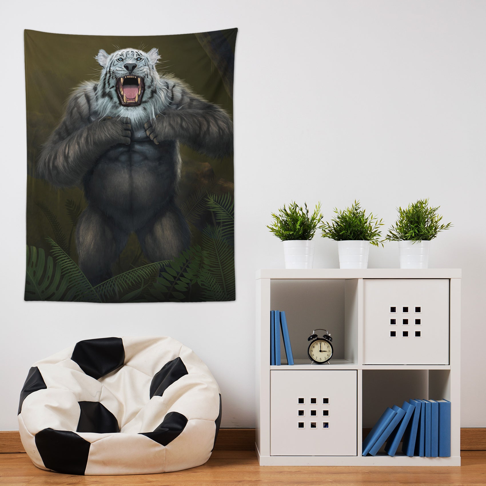 3D White Tigerilla 11742 Vincent Tapestry Hanging Cloth Hang