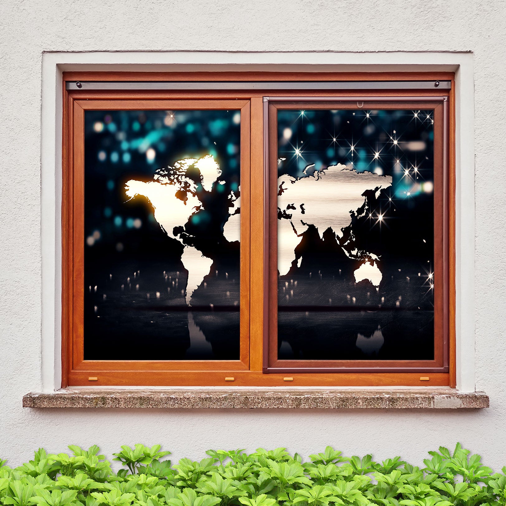 3D Beautiful World Map 302 Window Film Print Sticker Cling Stained Glass UV Block