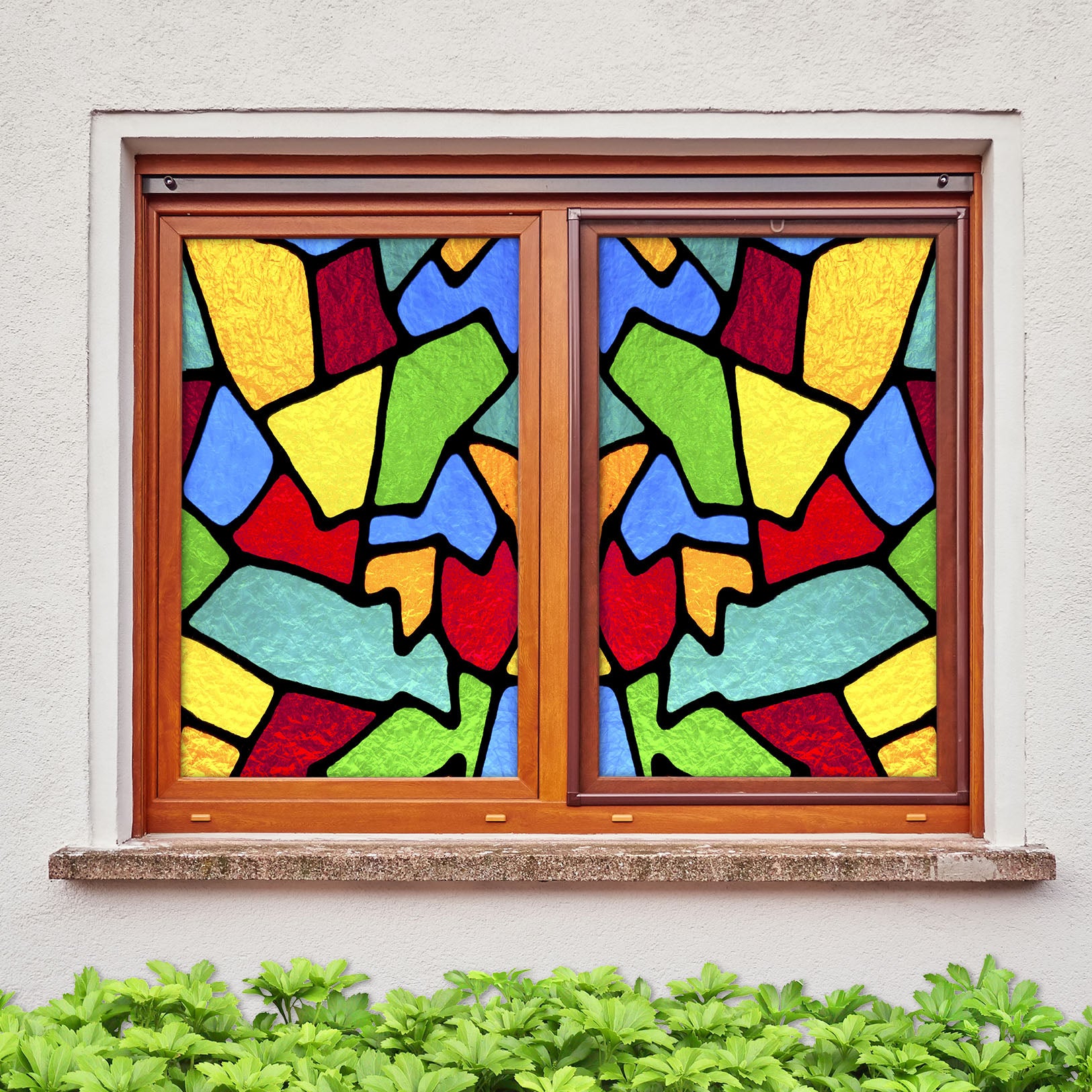 3D Irregular Block 263 Window Film Print Sticker Cling Stained Glass UV Block