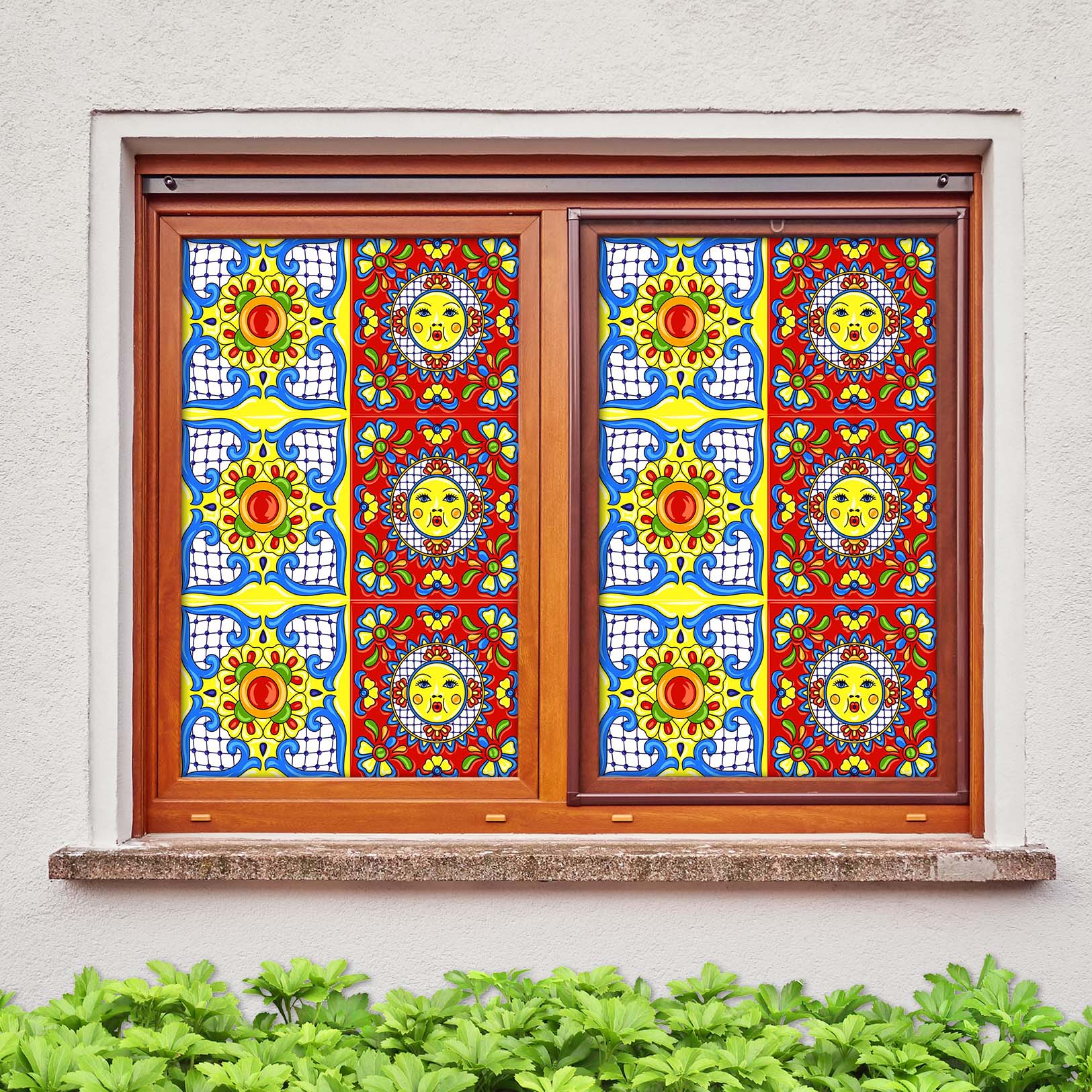 3D Yellow Pattern 109 Window Film Print Sticker Cling Stained Glass UV Block