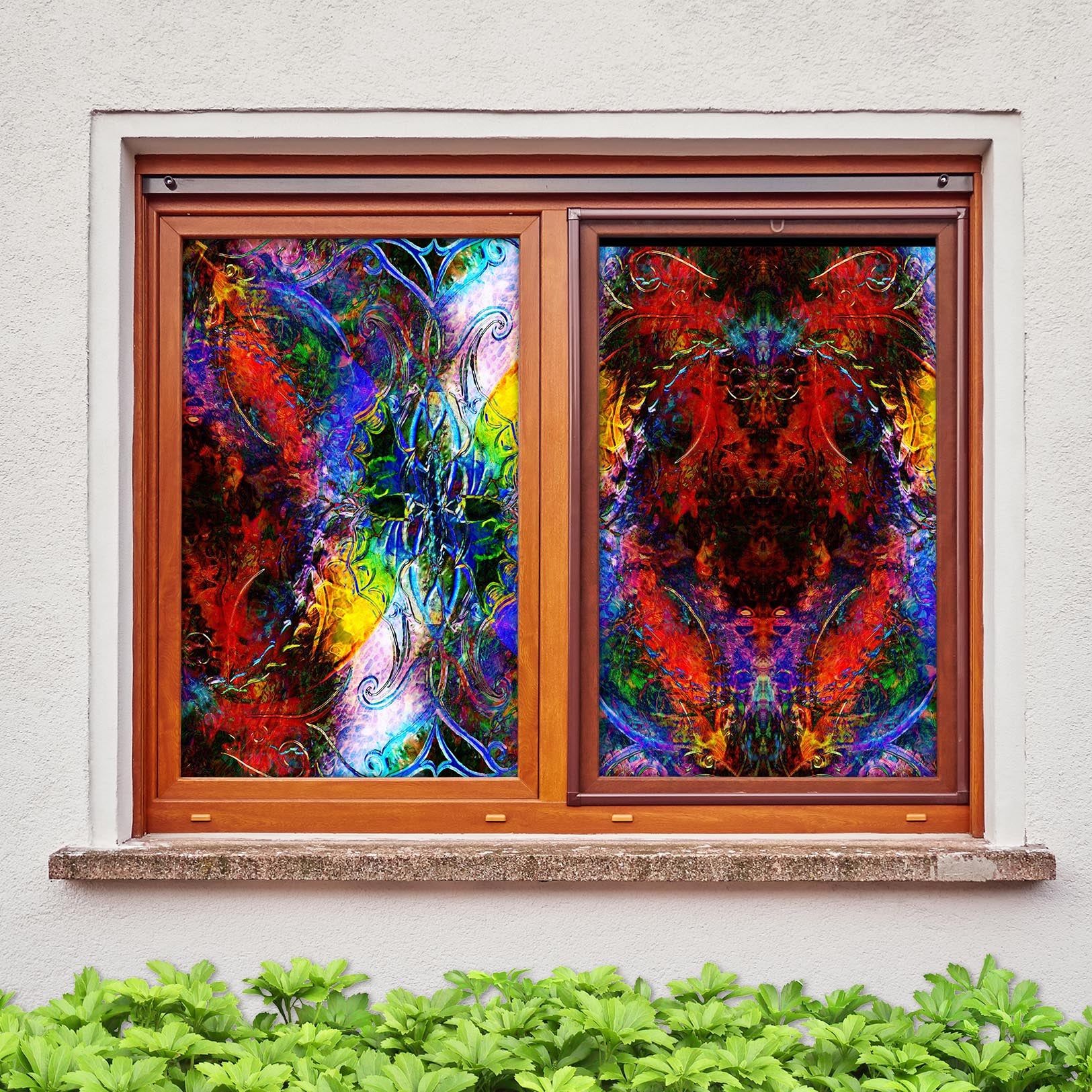 3D Artistic Pattern 360 Window Film Print Sticker Cling Stained Glass UV Block