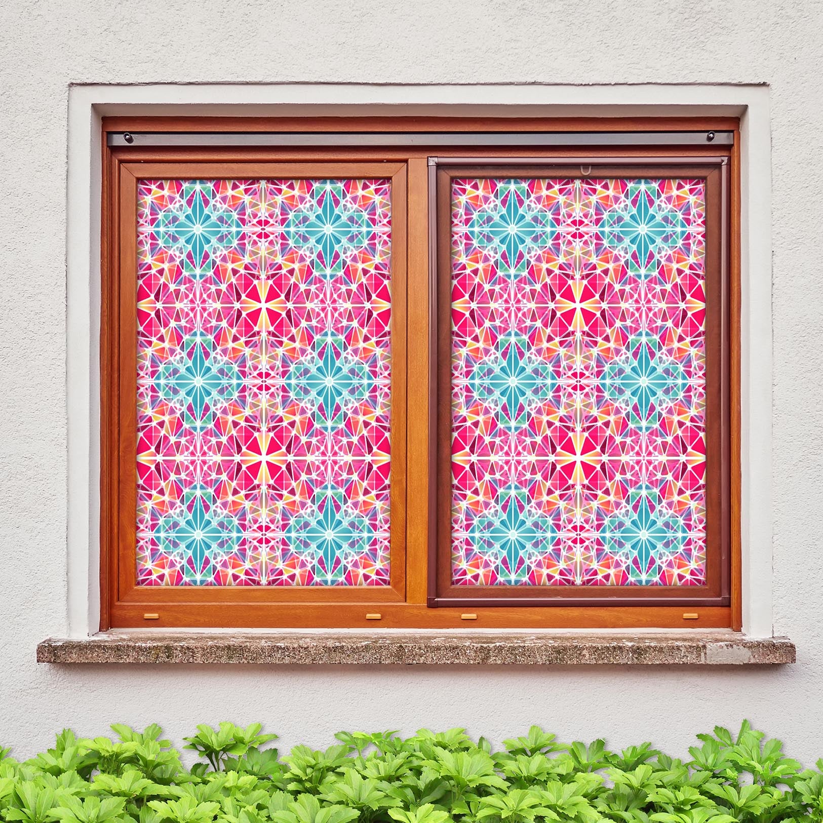 3D Pink Flower Graphic 279 Window Film Print Sticker Cling Stained Glass UV Block