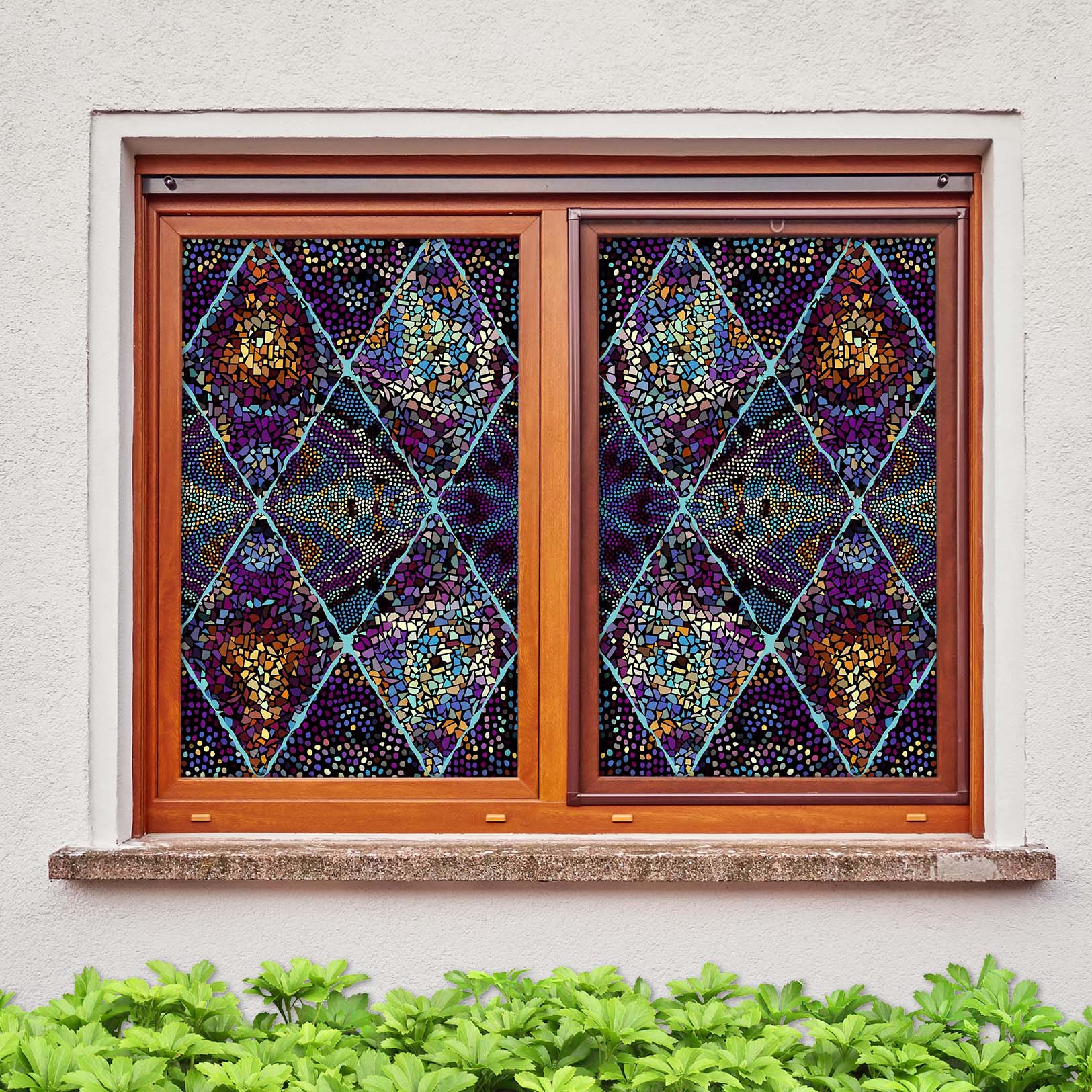 3D Purple Debris 444 Window Film Print Sticker Cling Stained Glass UV Block