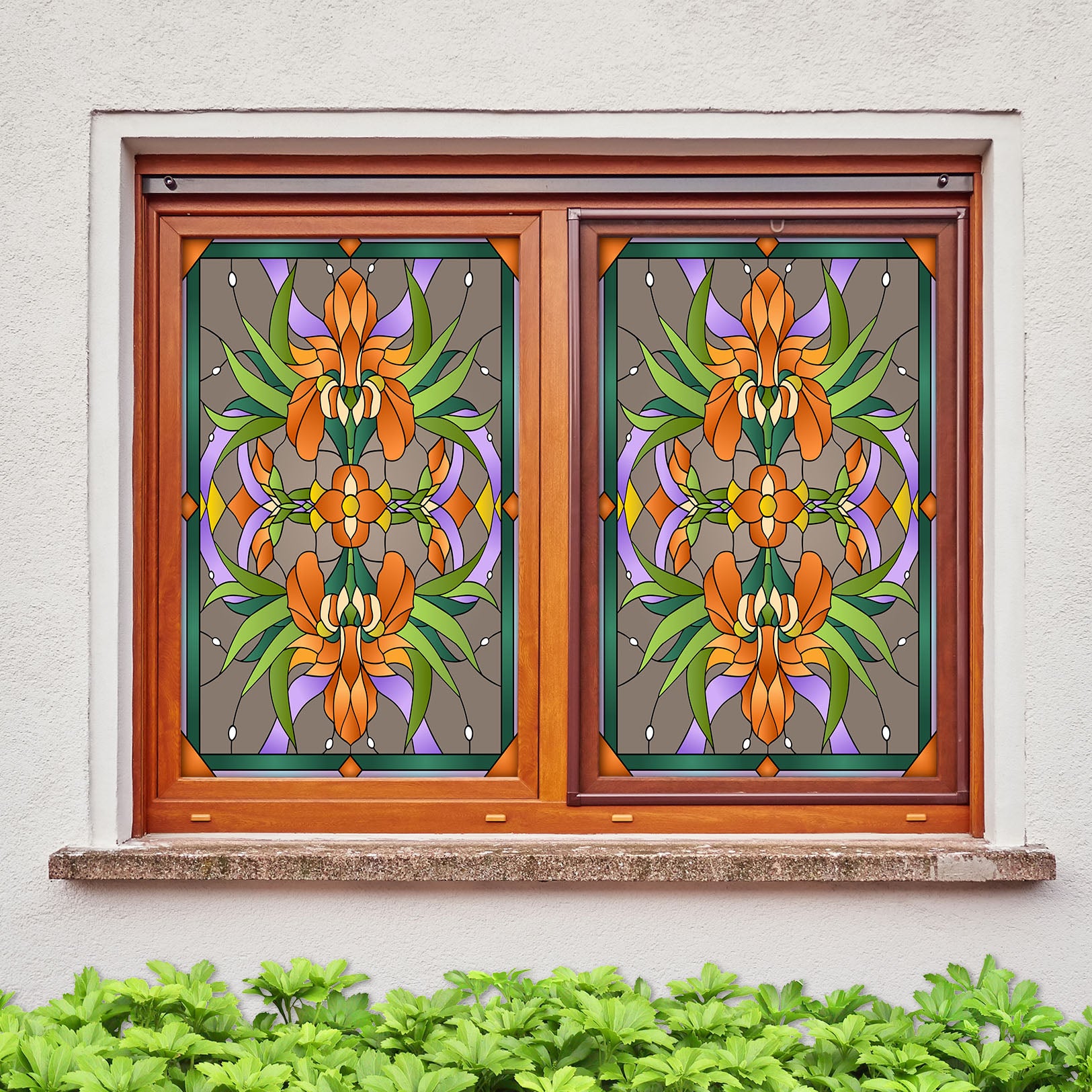 3D Orange Flower 155 Window Film Print Sticker Cling Stained Glass UV Block