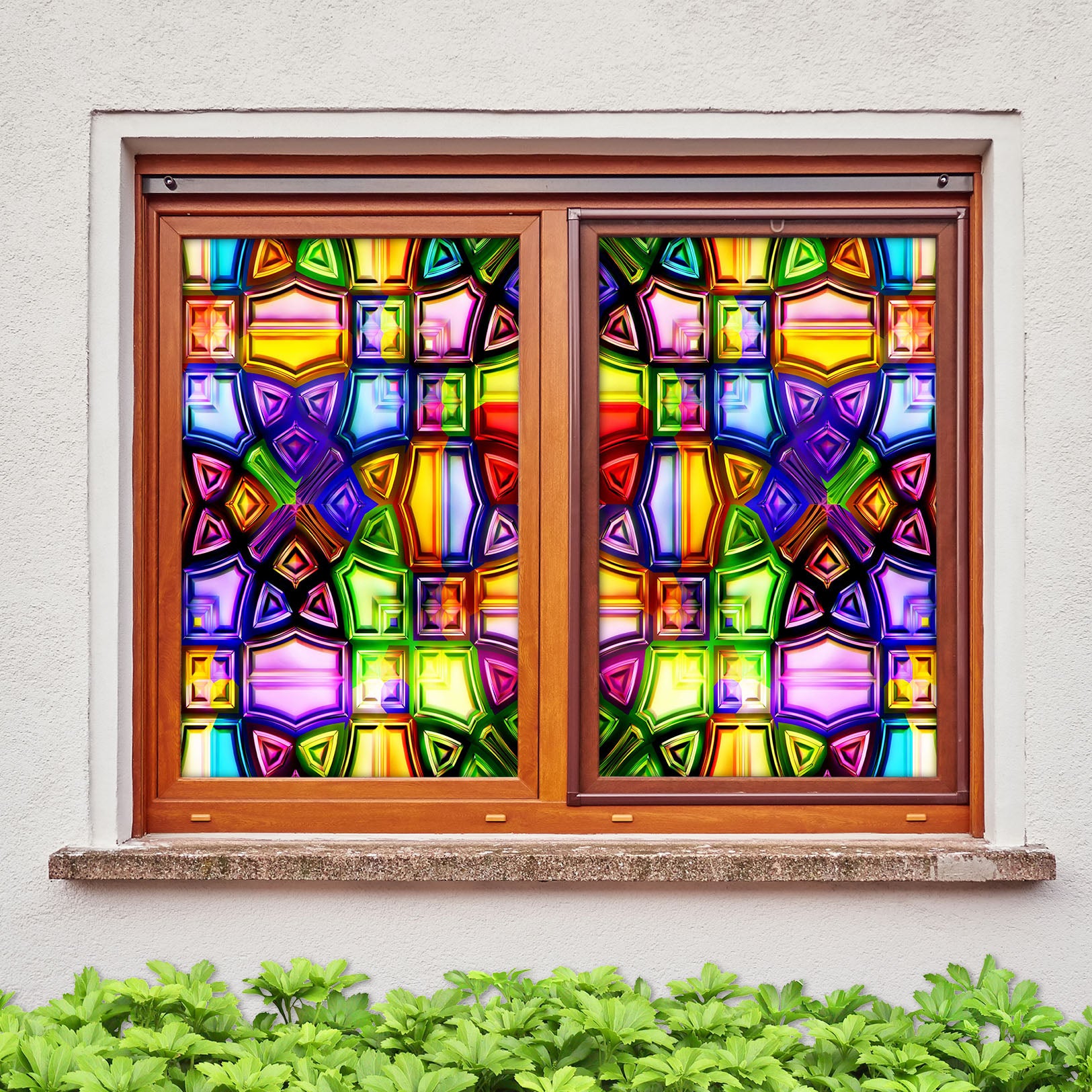 3D Art Deco Pattern 272 Window Film Print Sticker Cling Stained Glass UV Block