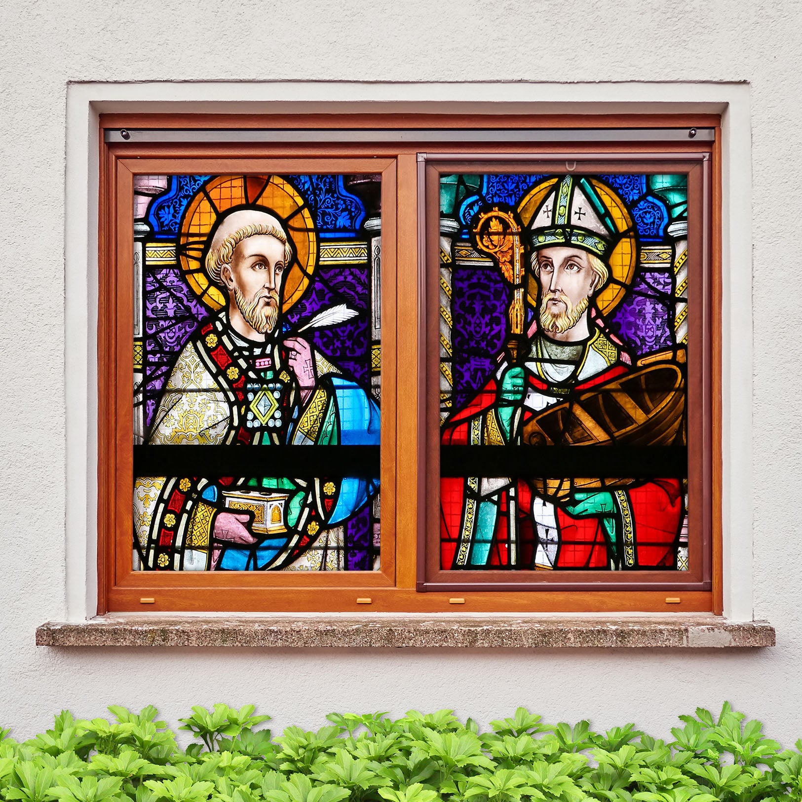 3D Catholic Old Man 158 Window Film Print Sticker Cling Stained Glass UV Block