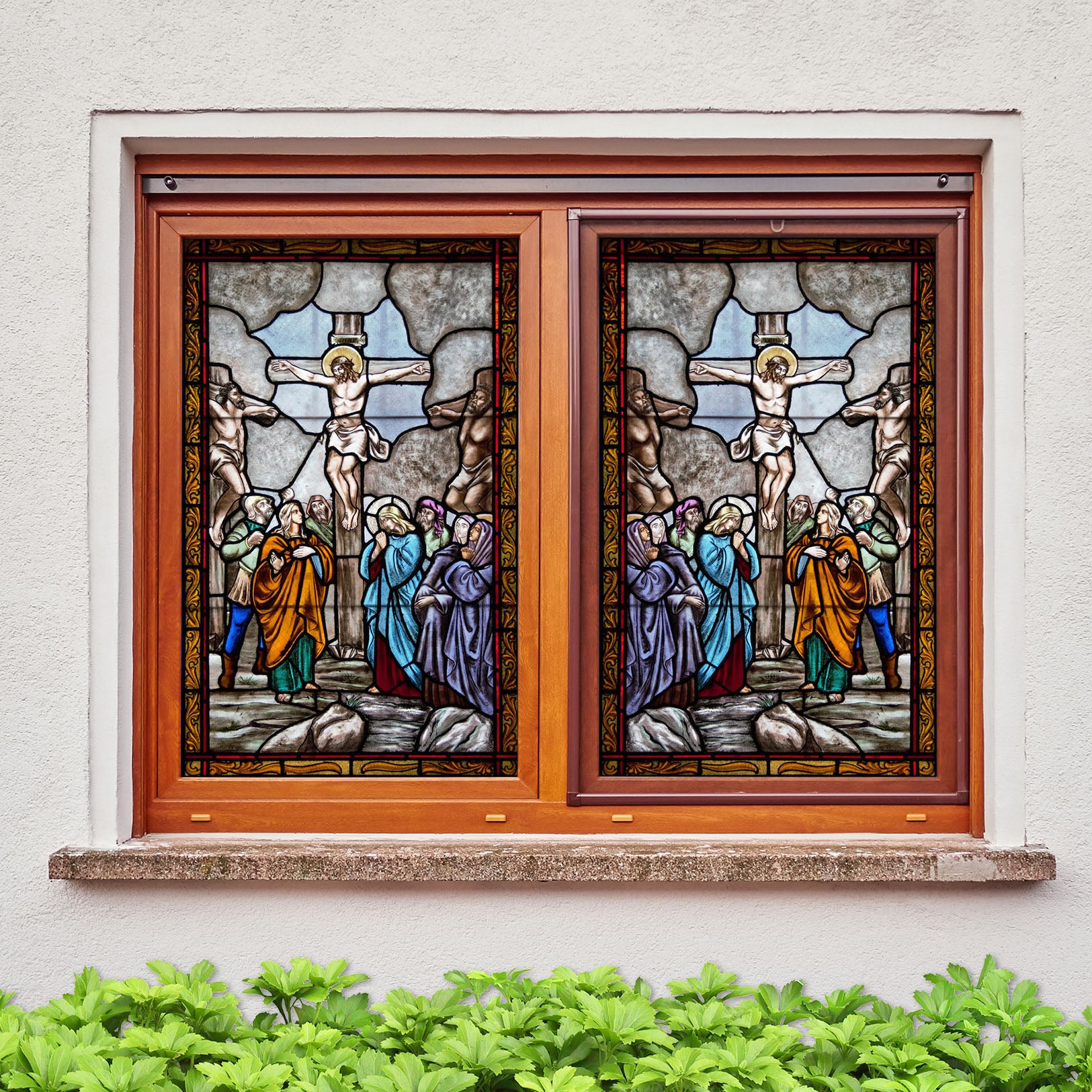 3D Cross Believers 177 Window Film Print Sticker Cling Stained Glass UV Block