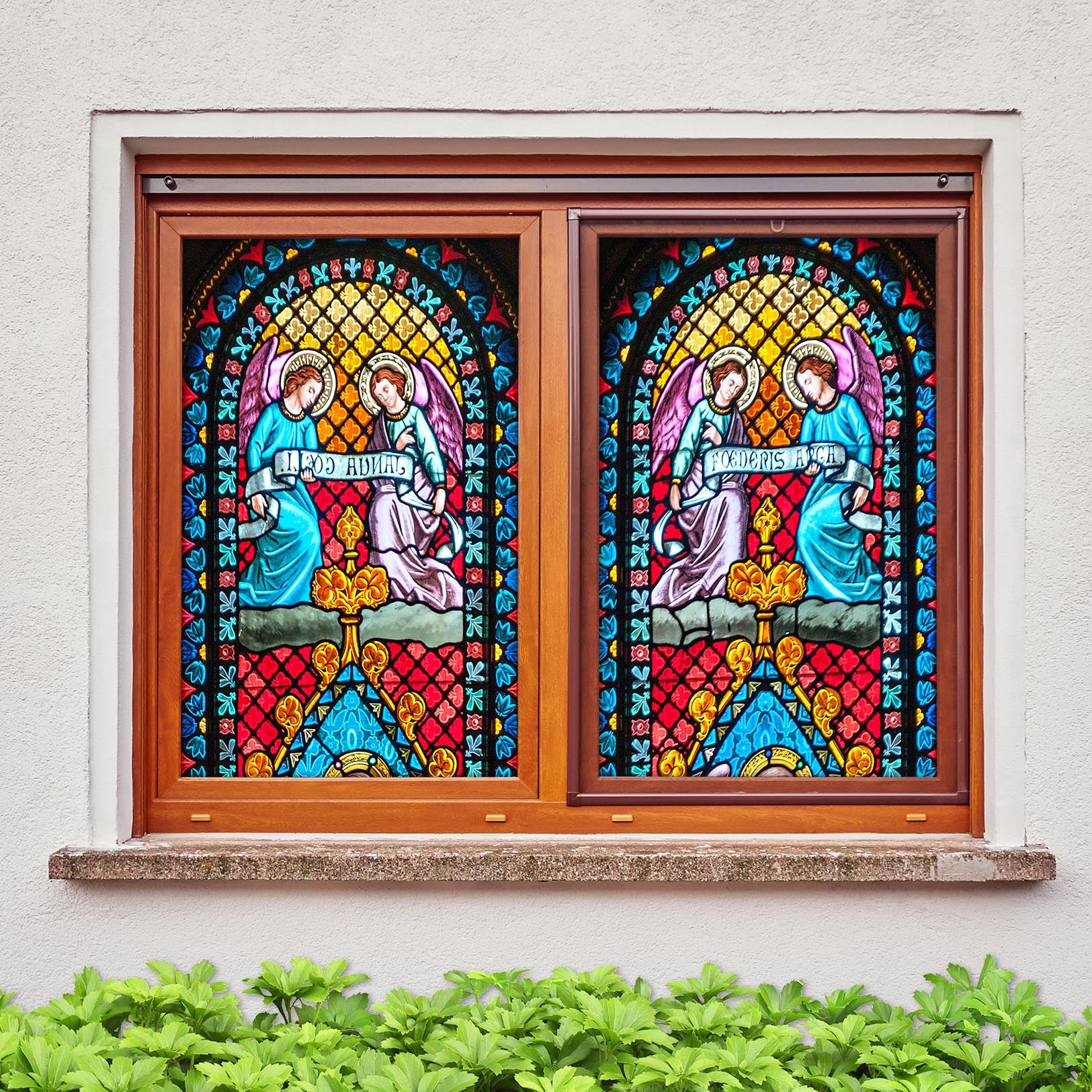 3D Church Angel 293 Window Film Print Sticker Cling Stained Glass UV Block