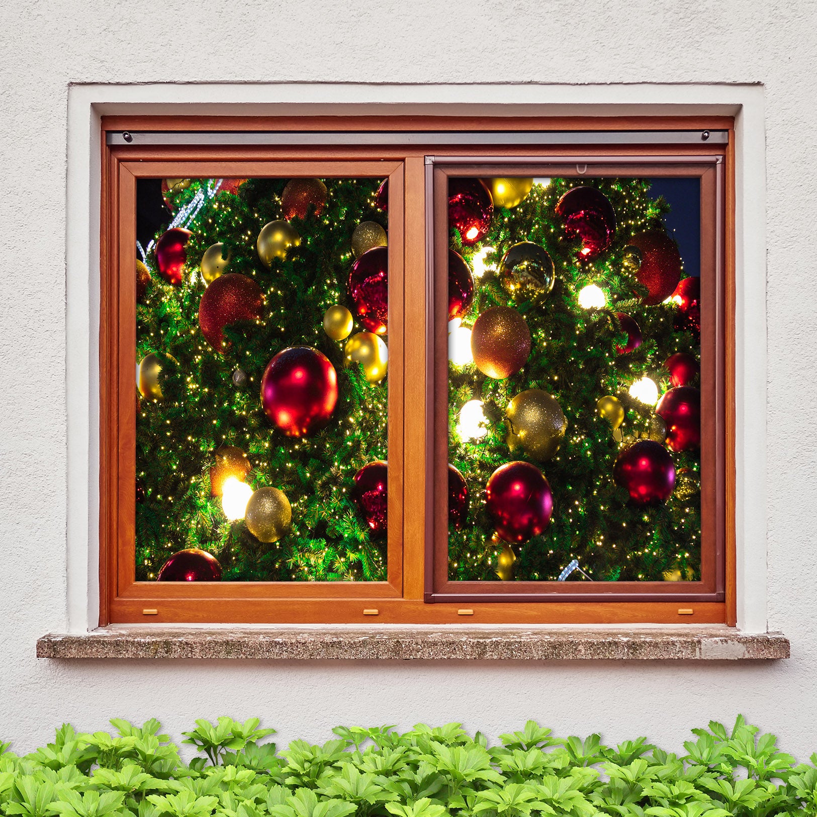 3D Golden Red Ball 30058 Christmas Window Film Print Sticker Cling Stained Glass Xmas