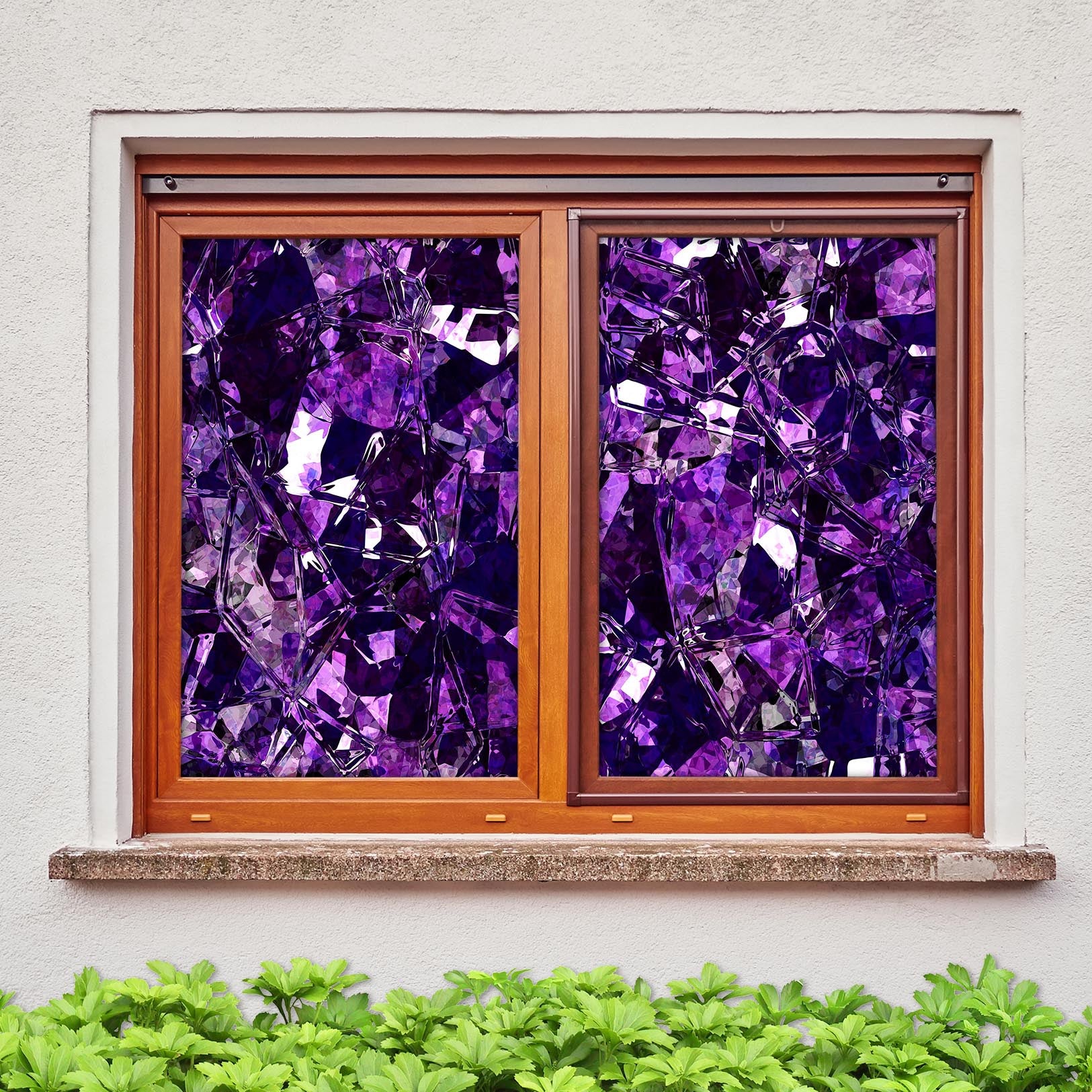 3D Purple Crystal 331 Window Film Print Sticker Cling Stained Glass UV Block