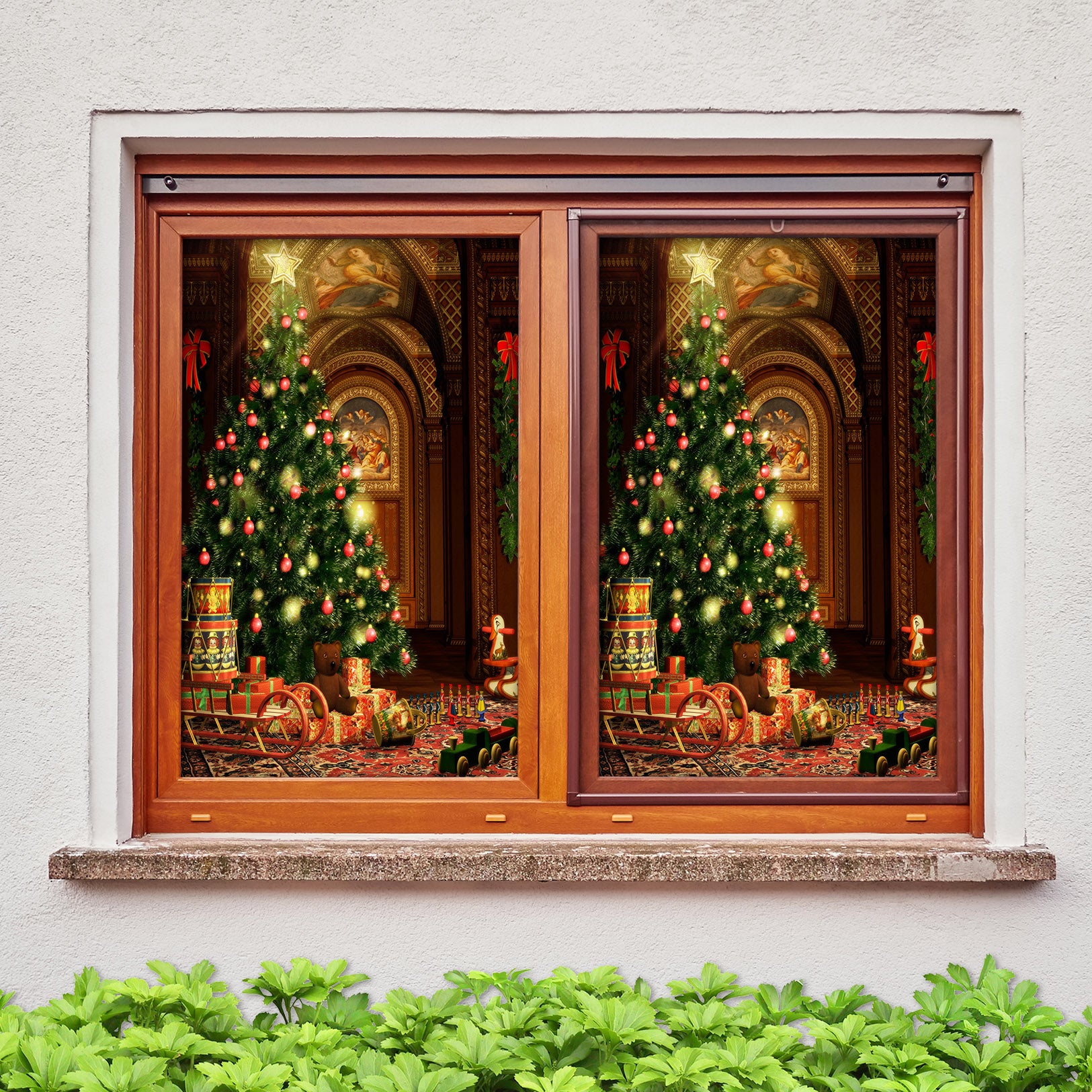 3D Tree Decoration 5441 Christmas Window Film Print Sticker Cling Stained Glass Xmas