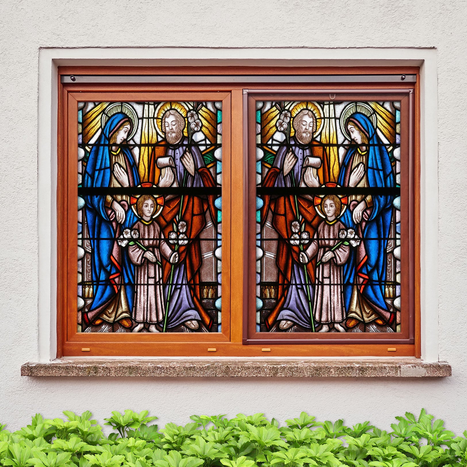 3D Saint's Family 111 Window Film Print Sticker Cling Stained Glass UV Block
