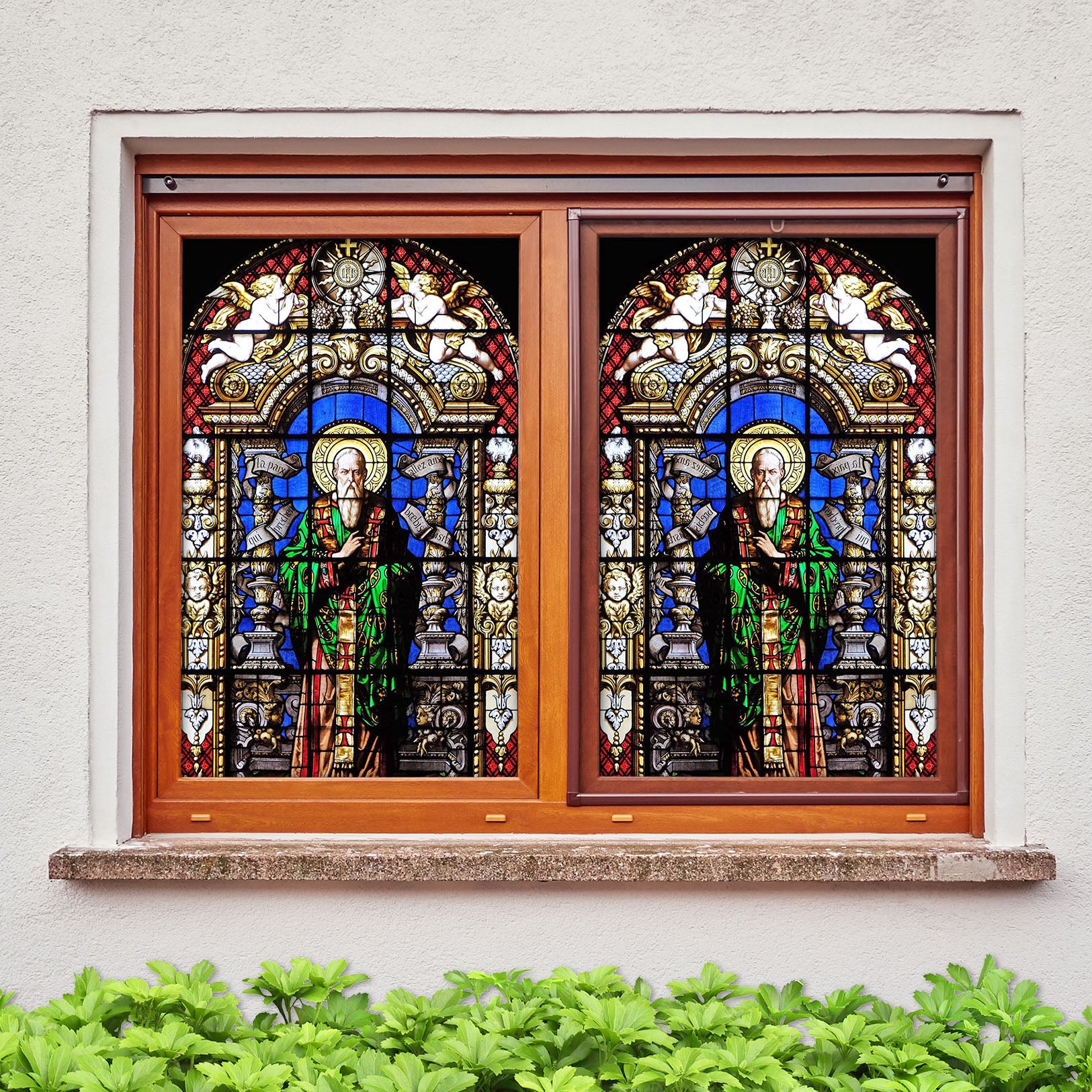 3D Old Man Priesthood 080 Window Film Print Sticker Cling Stained Glass UV Block