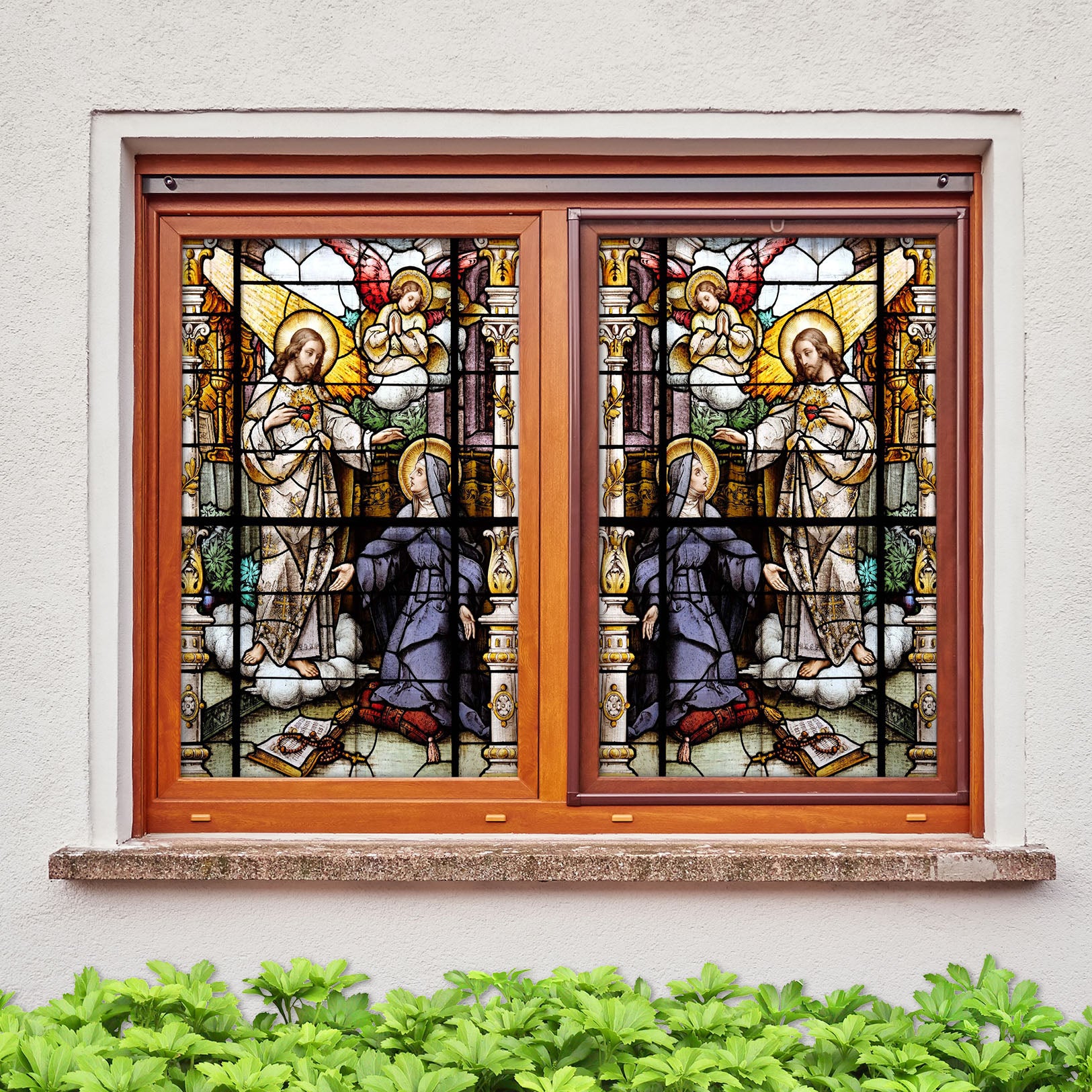 3D Religious Lady 148 Window Film Print Sticker Cling Stained Glass UV Block