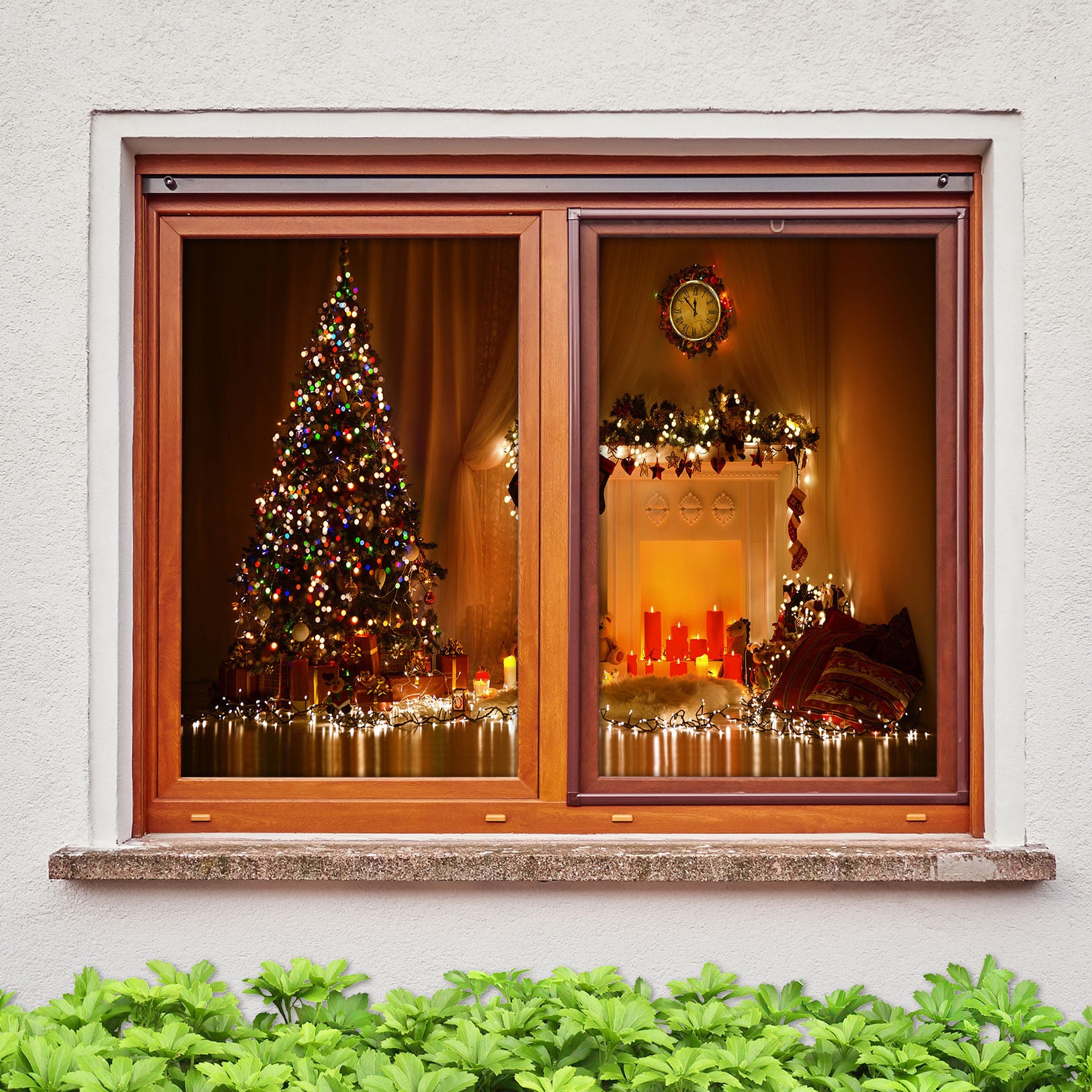 3D Christmas Tree Lights 30017 Christmas Window Film Print Sticker Cling Stained Glass Xmas