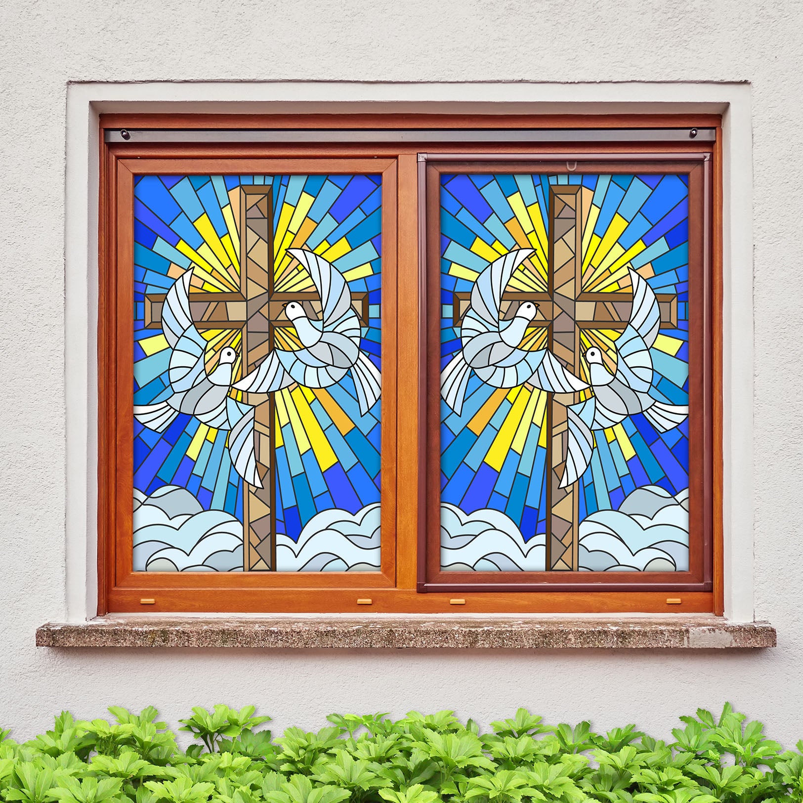 3D Pigeon Graphics 197 Window Film Print Sticker Cling Stained Glass UV Block