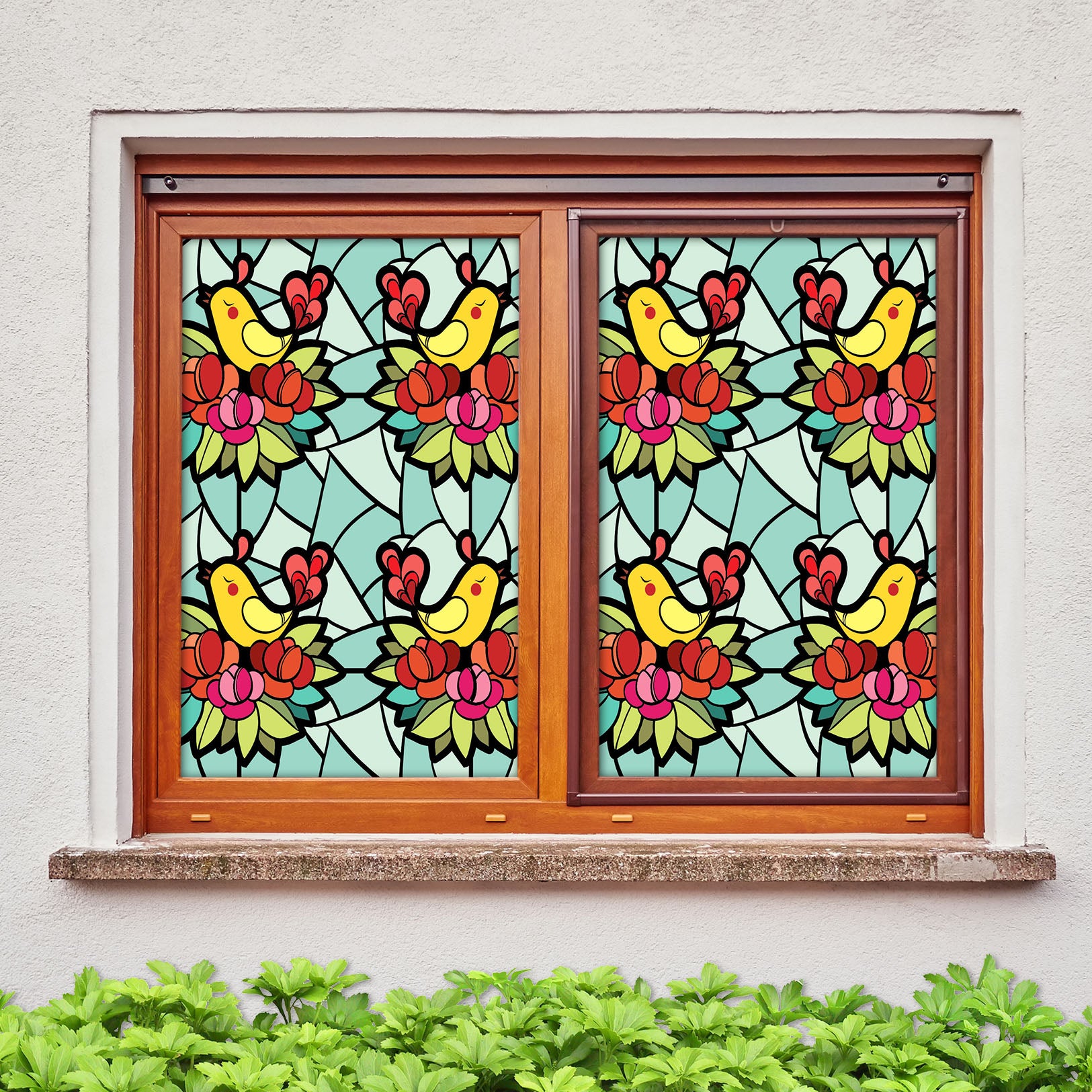 3D Flower Pattern Bird 269 Window Film Print Sticker Cling Stained Glass UV Block