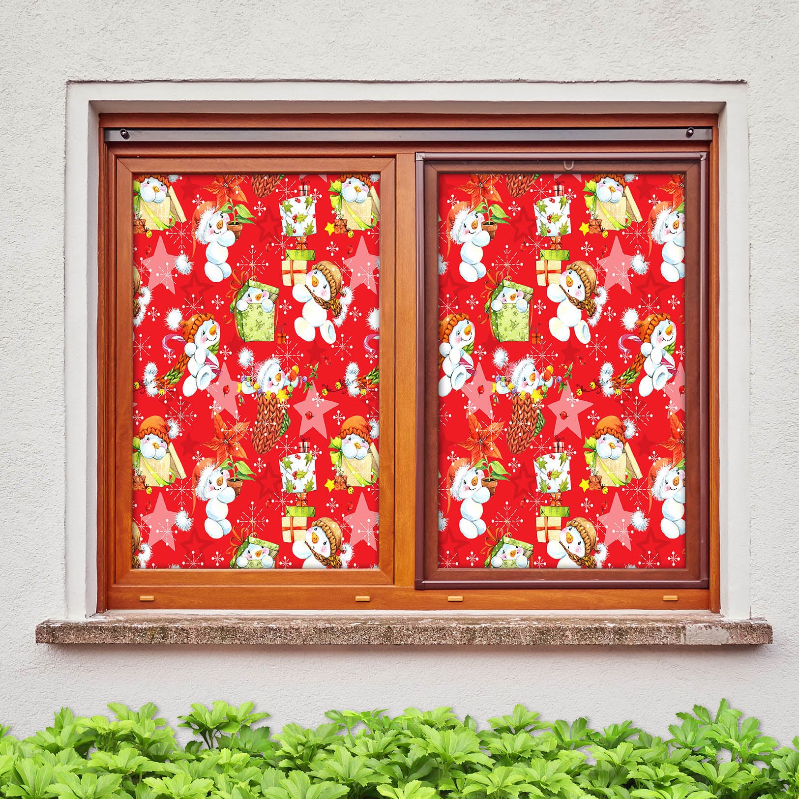 3D Snowman Pattern 30030 Christmas Window Film Print Sticker Cling Stained Glass Xmas