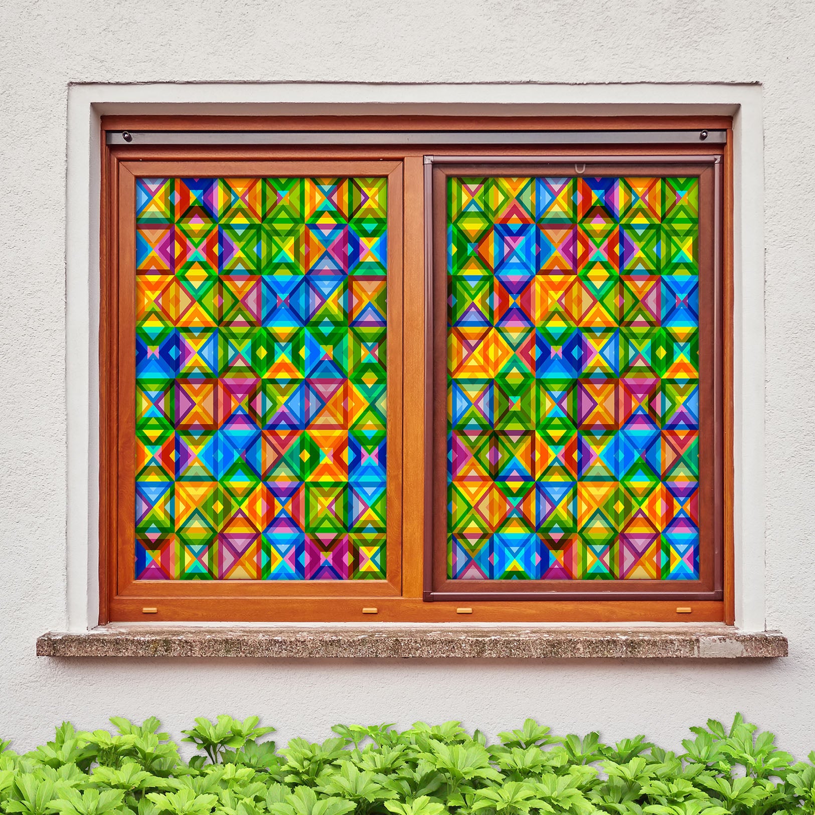 3D Square Shape 150 Window Film Print Sticker Cling Stained Glass UV Block