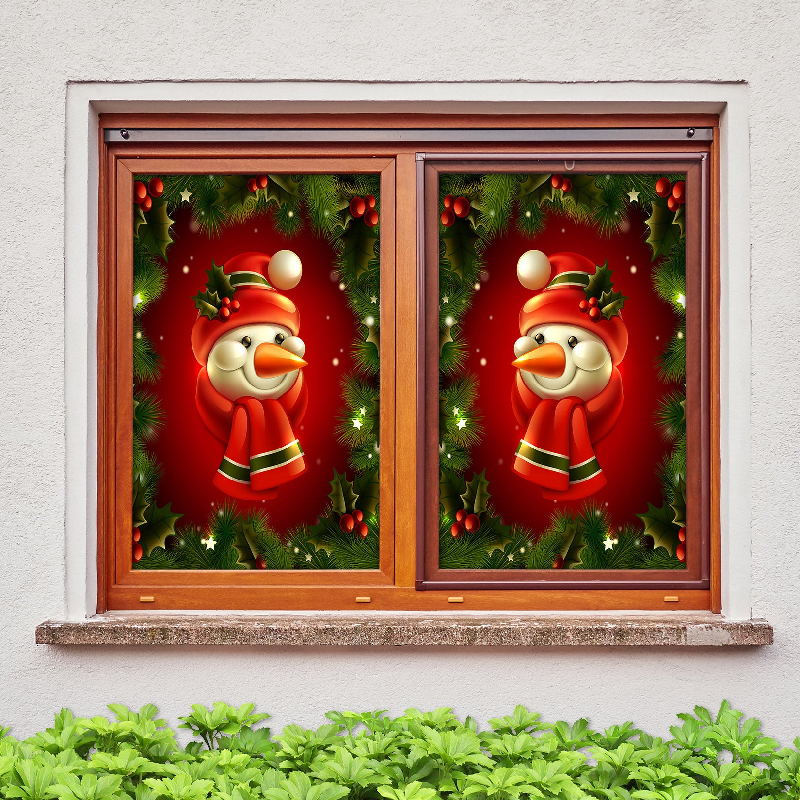 3D Snowman 31006 Christmas Window Film Print Sticker Cling Stained Glass Xmas