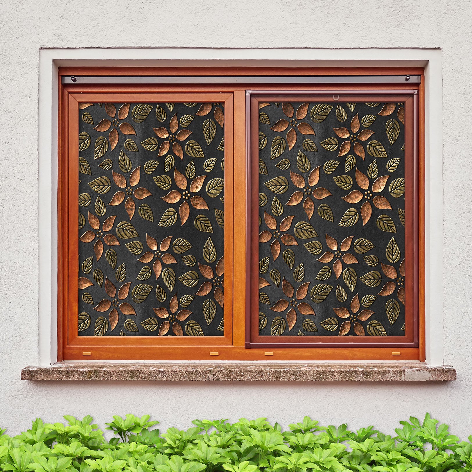 3D Black Leaves 171 Window Film Print Sticker Cling Stained Glass UV Block