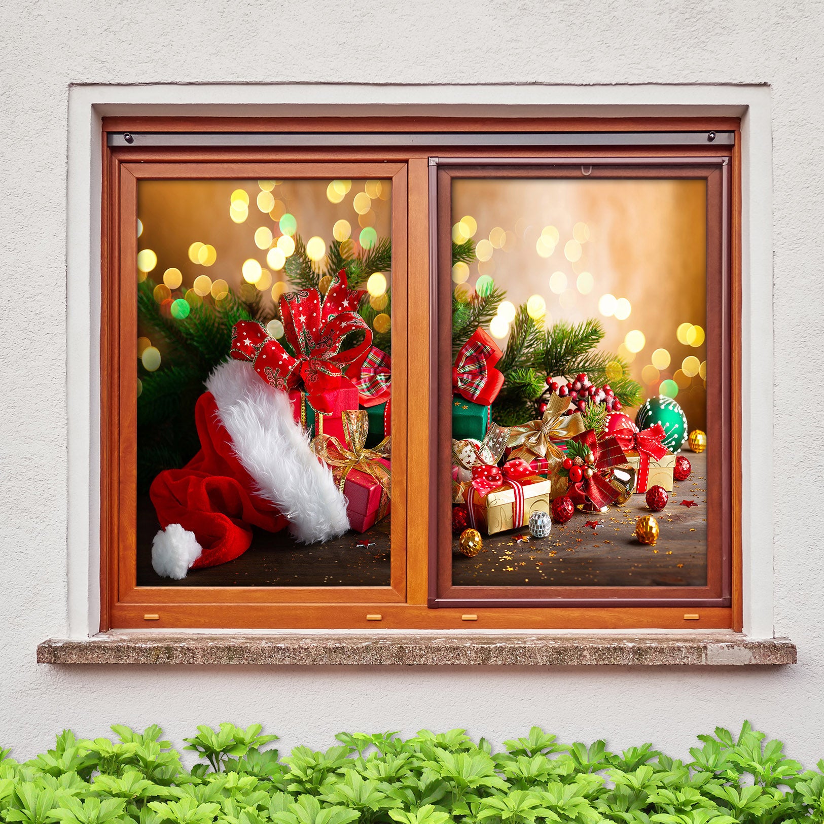 3D Gift 30066 Christmas Window Film Print Sticker Cling Stained Glass Xmas