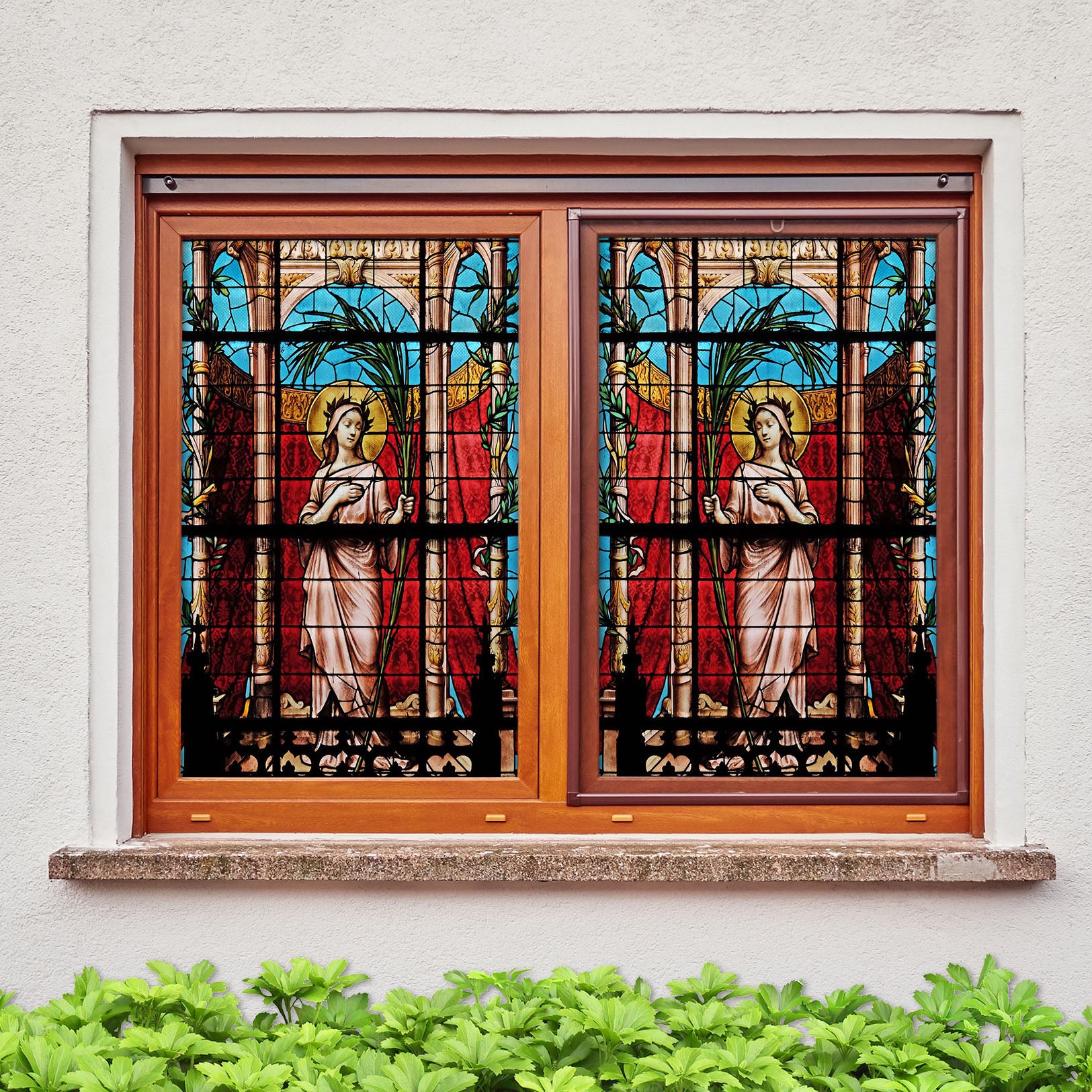 3D Religious Woman 223 Window Film Print Sticker Cling Stained Glass UV Block