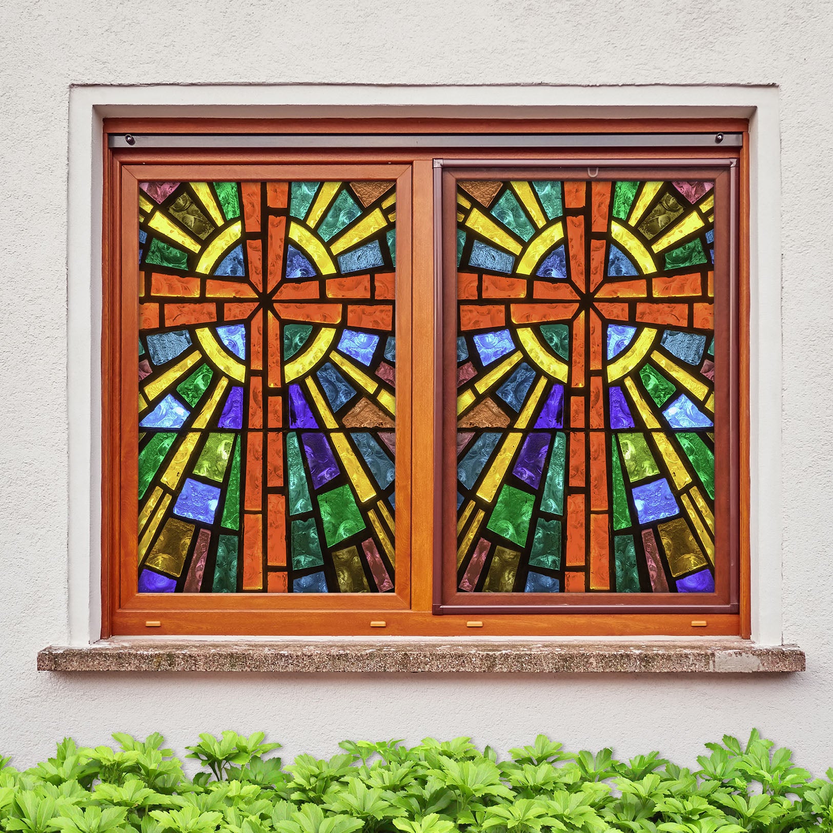 3D Cross Ceiling 156 Window Film Print Sticker Cling Stained Glass UV Block