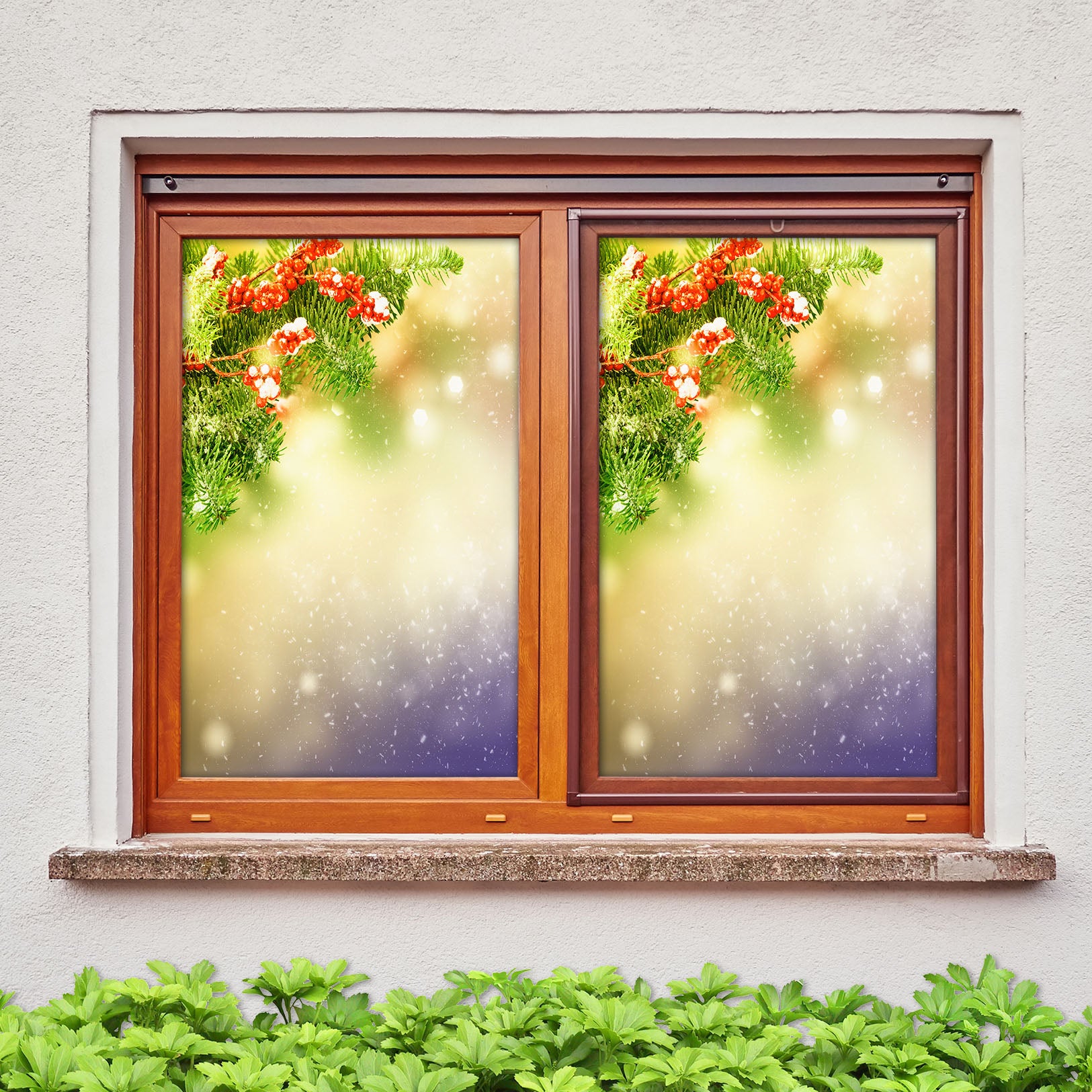 3D Branches 31057 Christmas Window Film Print Sticker Cling Stained Glass Xmas