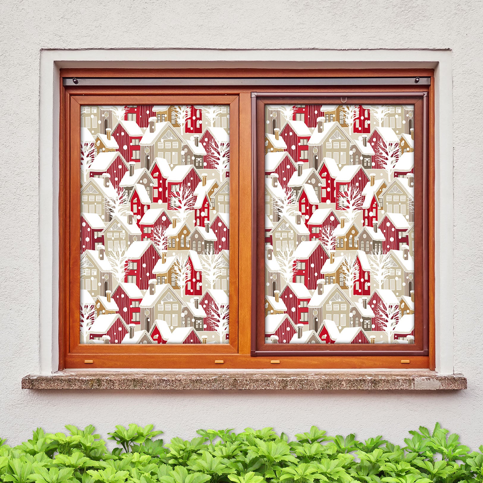 3D Snow House 31059 Christmas Window Film Print Sticker Cling Stained Glass Xmas