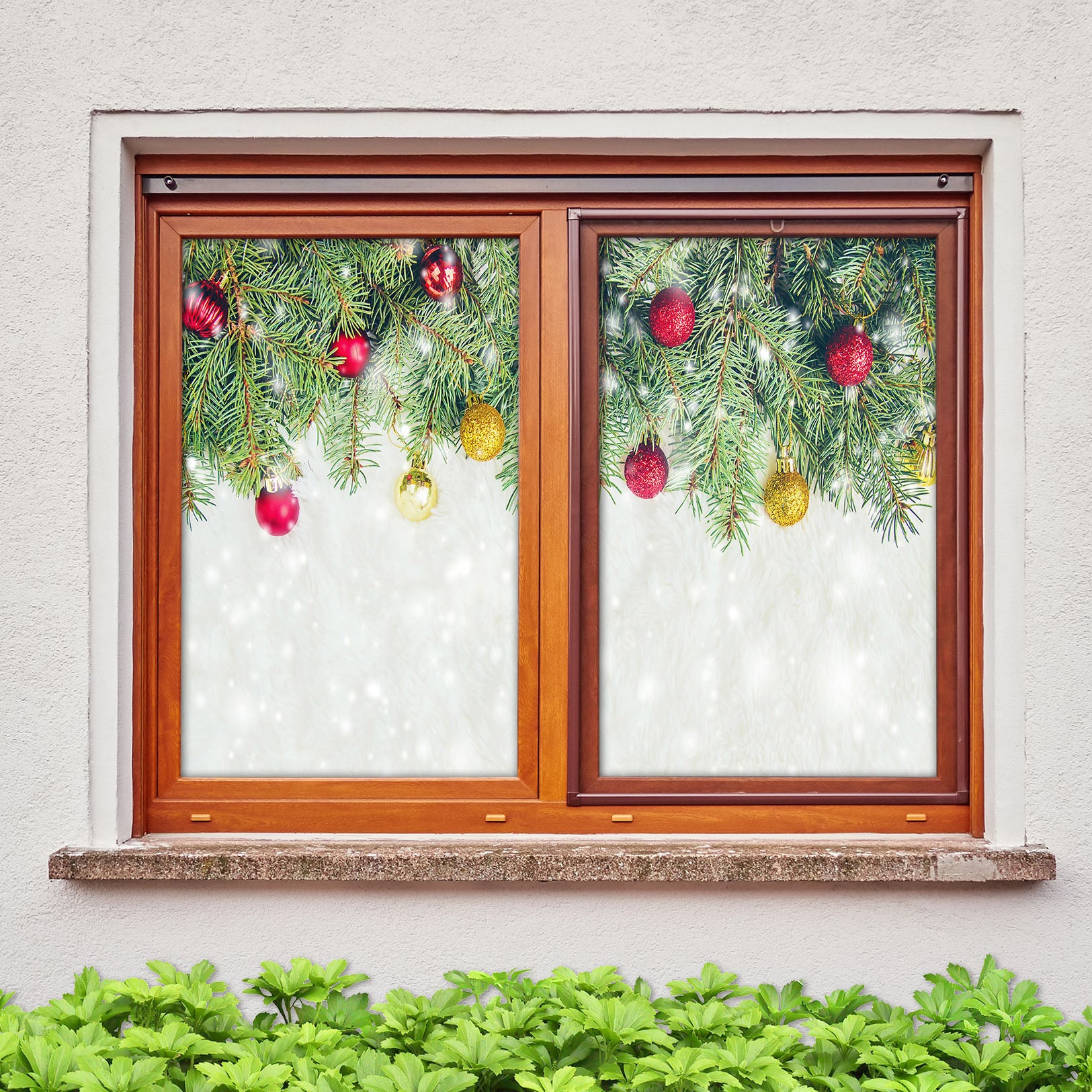 3D Branch Yellow Red Ball 31060 Christmas Window Film Print Sticker Cling Stained Glass Xmas