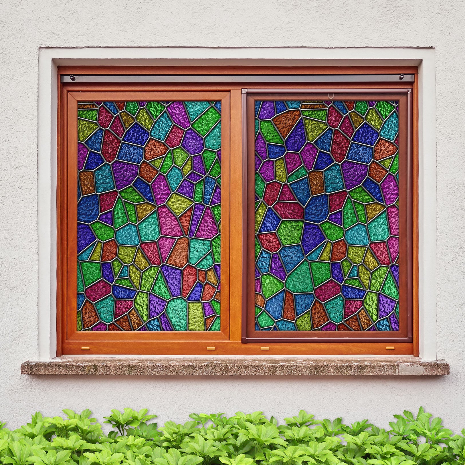 3D Colored Triangle 201 Window Film Print Sticker Cling Stained Glass UV Block