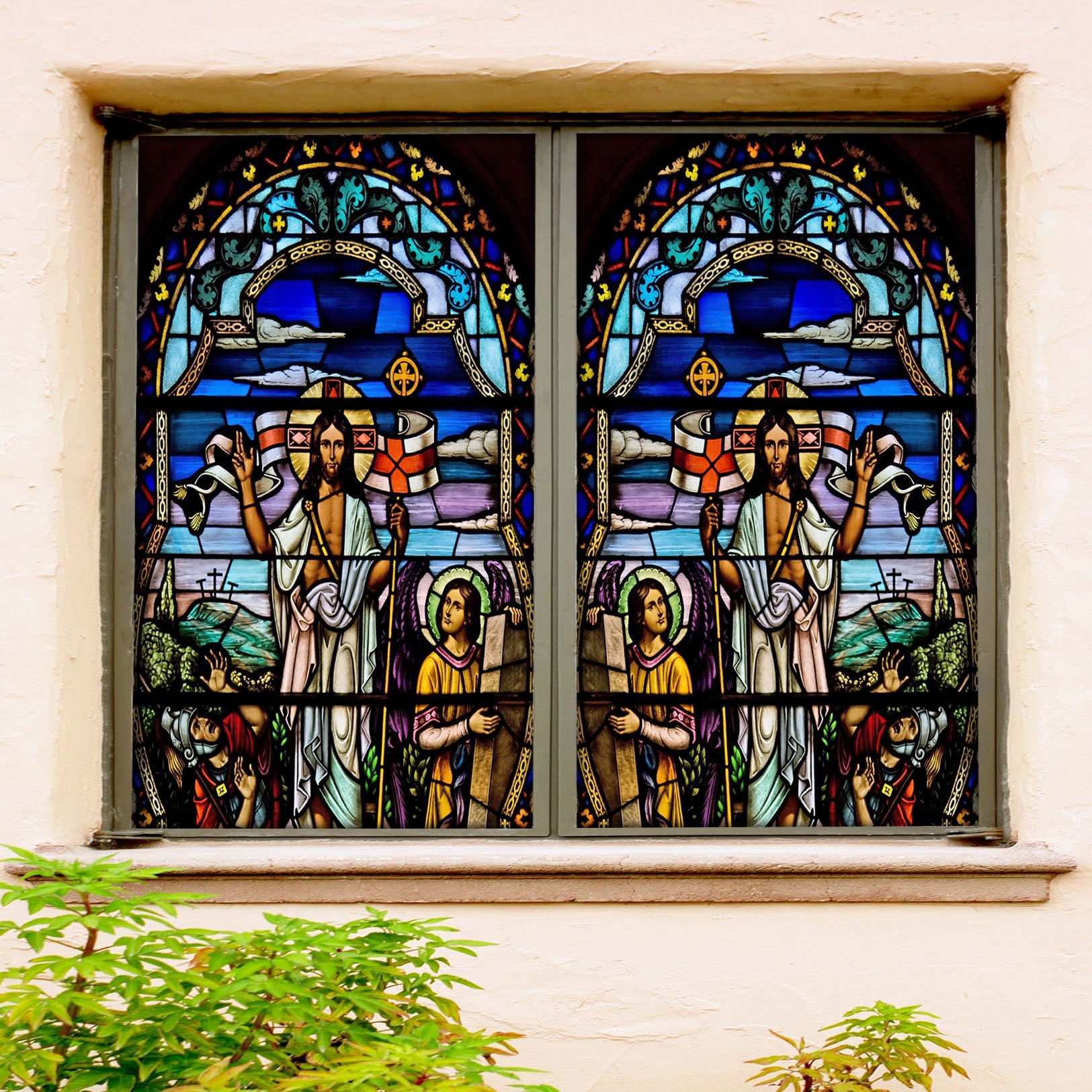 3D Religious Soldier 108 Window Film Print Sticker Cling Stained Glass UV Block