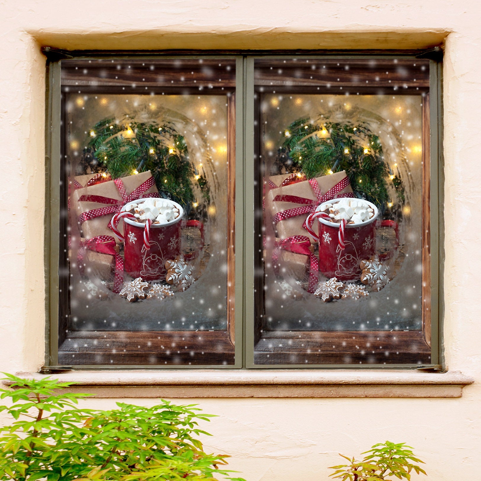 3D Snowflake Water Cup 31092 Christmas Window Film Print Sticker Cling Stained Glass Xmas