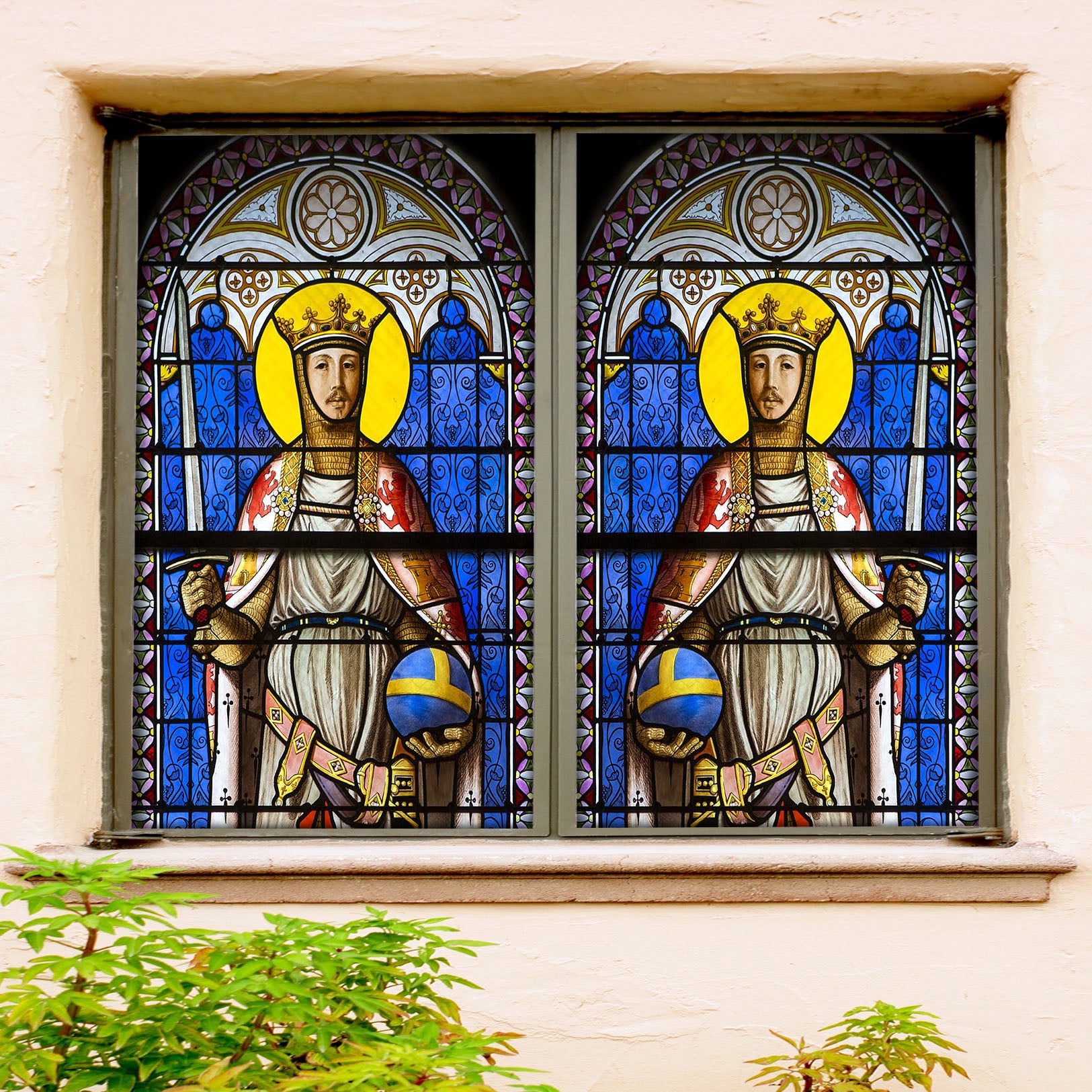 3D Prince Warrior 183 Window Film Print Sticker Cling Stained Glass UV Block