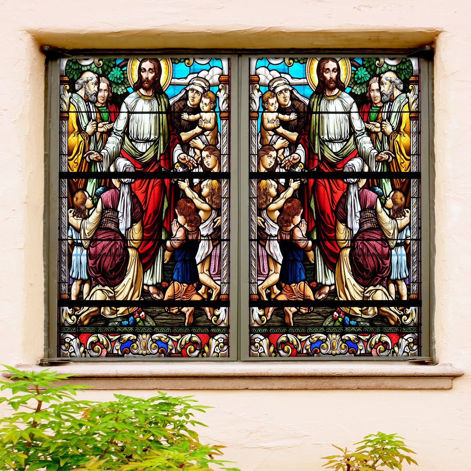 3D Baby Prayer 157 Window Film Print Sticker Cling Stained Glass UV Block