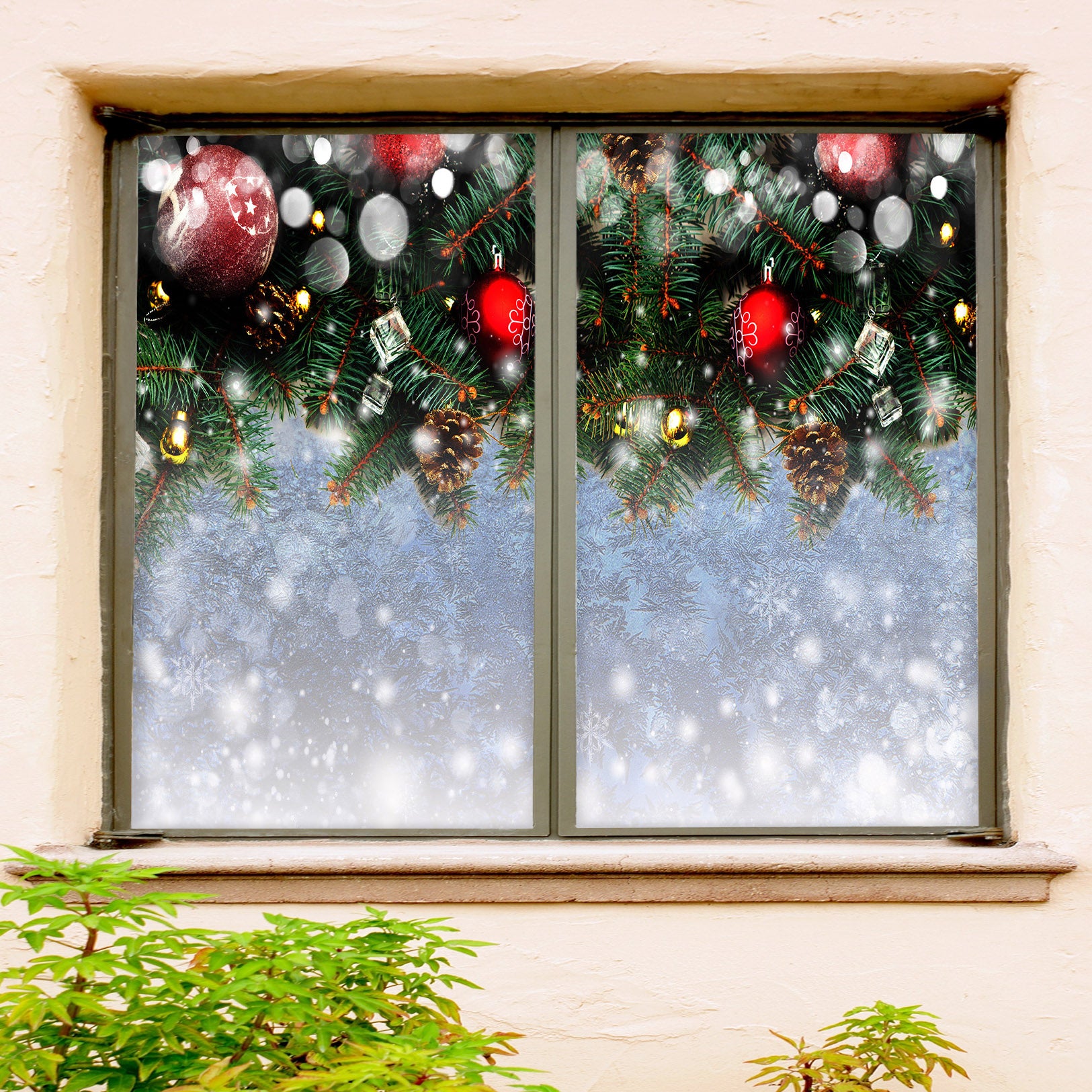 3D Branches 31072 Christmas Window Film Print Sticker Cling Stained Glass Xmas