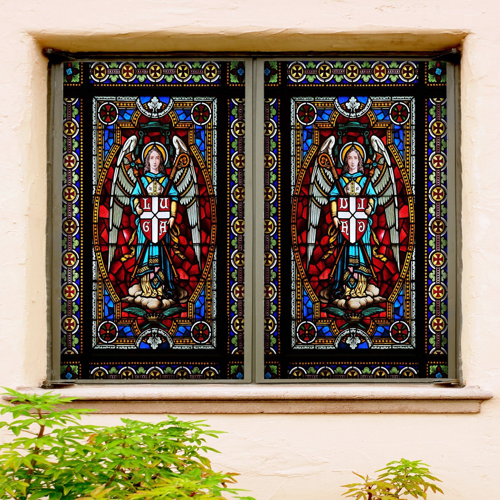 3D Staff Wing 231 Window Film Print Sticker Cling Stained Glass UV Block